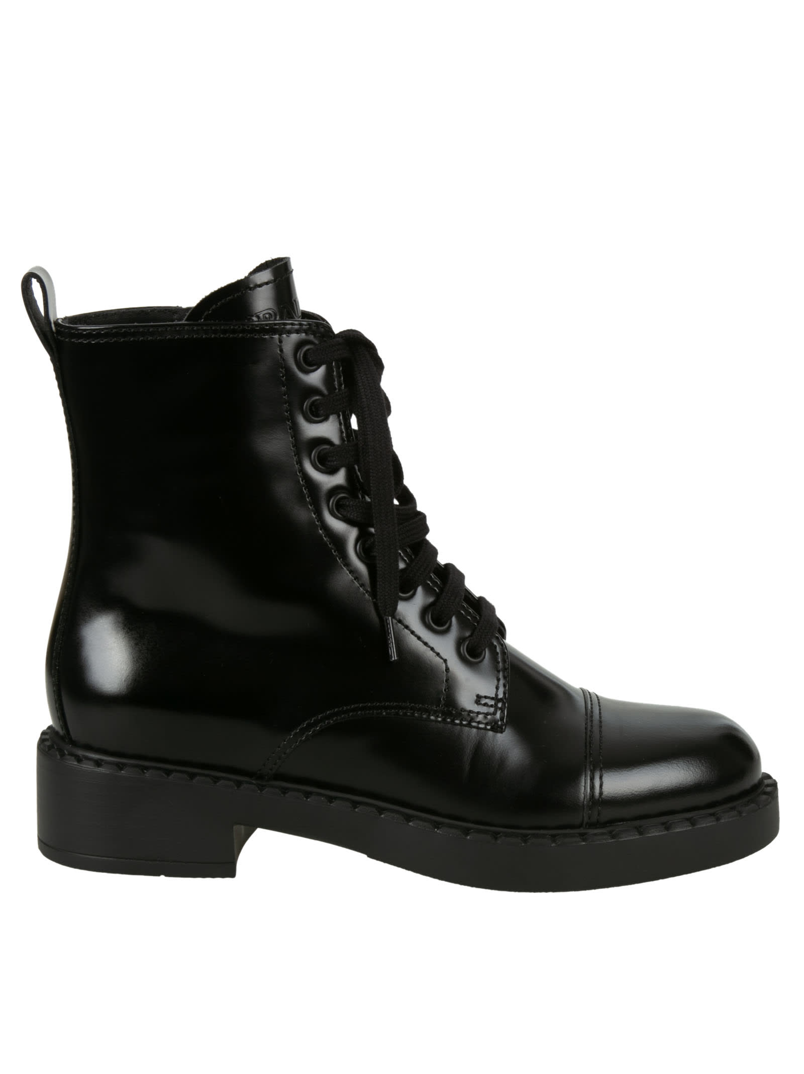 Prada Side Zip Lace-up Ankle Boots