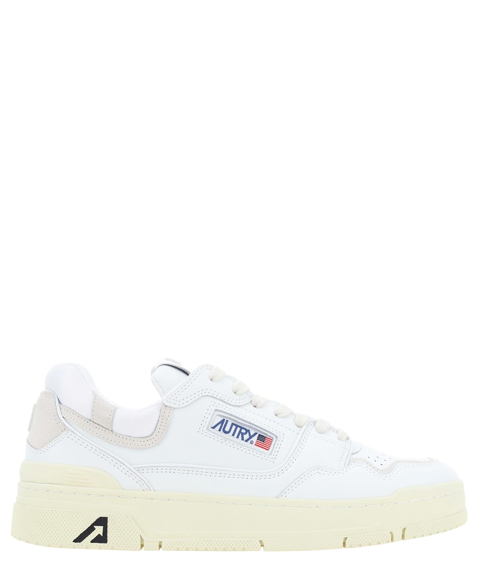 Shop Autry Clc Low Leather Sneakers In Mult/mat Wht
