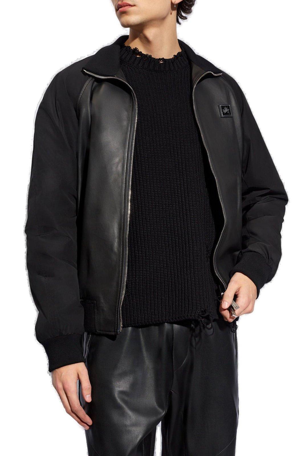 Shop Dsquared2 Logo Patch Leather Jacket In Black