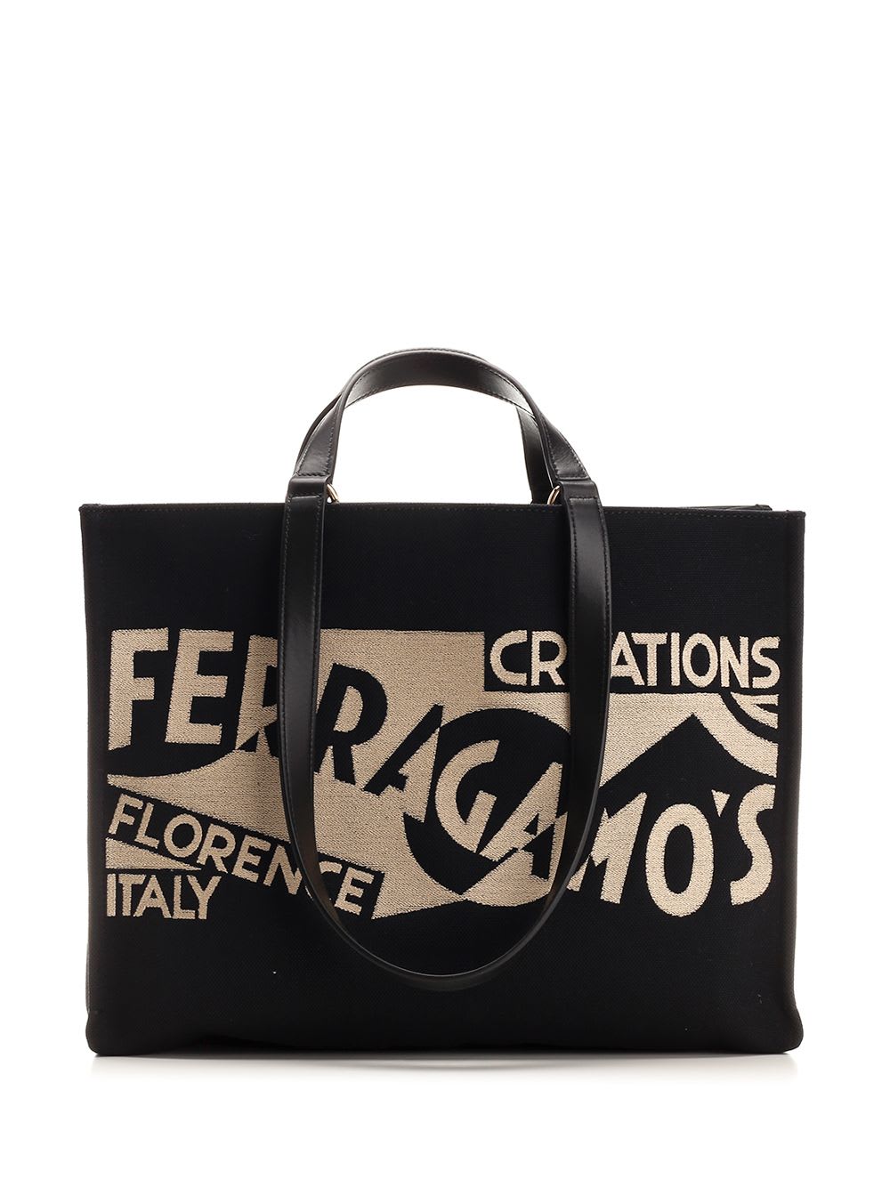 Shop Ferragamo Large Tote Bag With Logo In Black