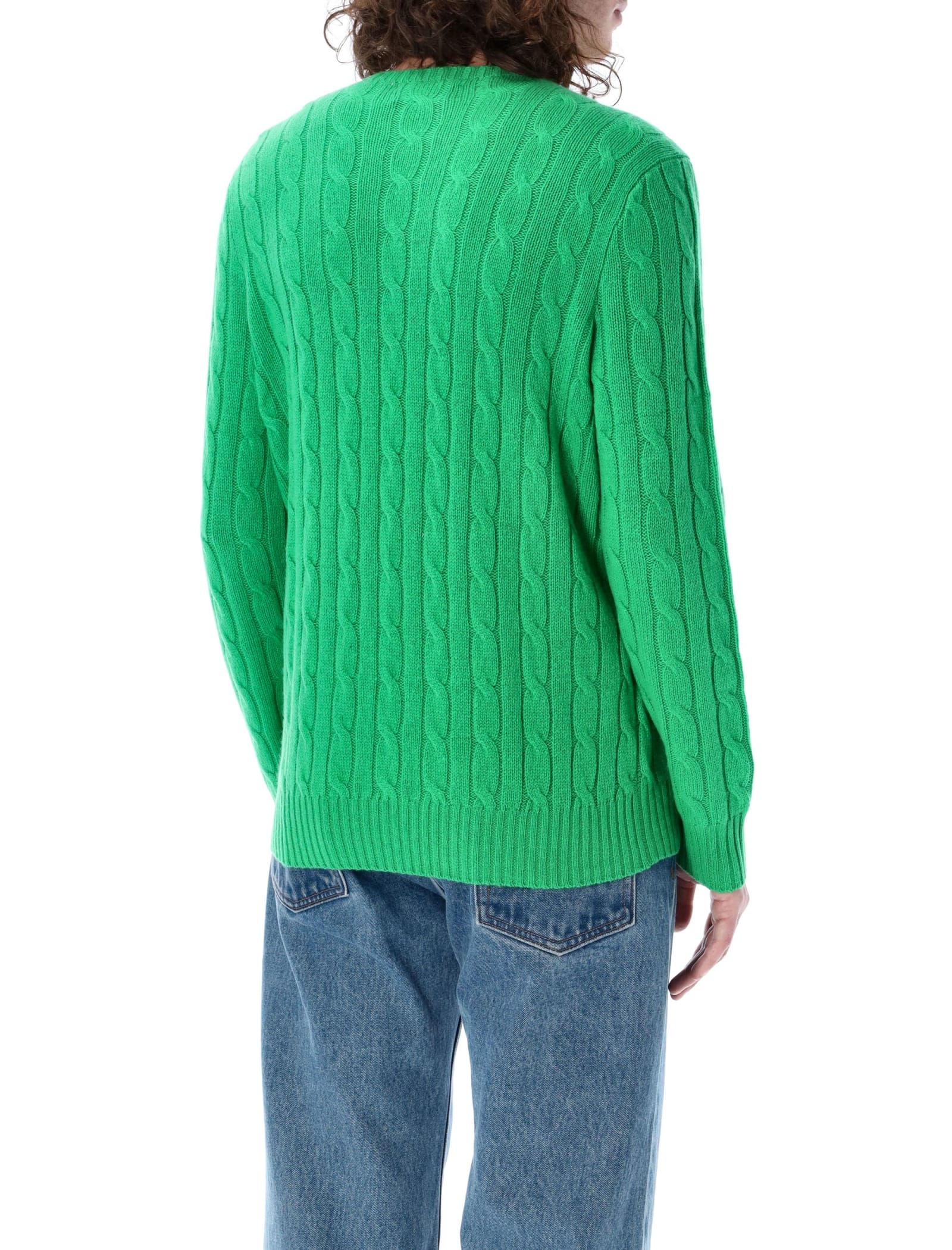 Shop Polo Ralph Lauren Cable-knit Jumper In Green