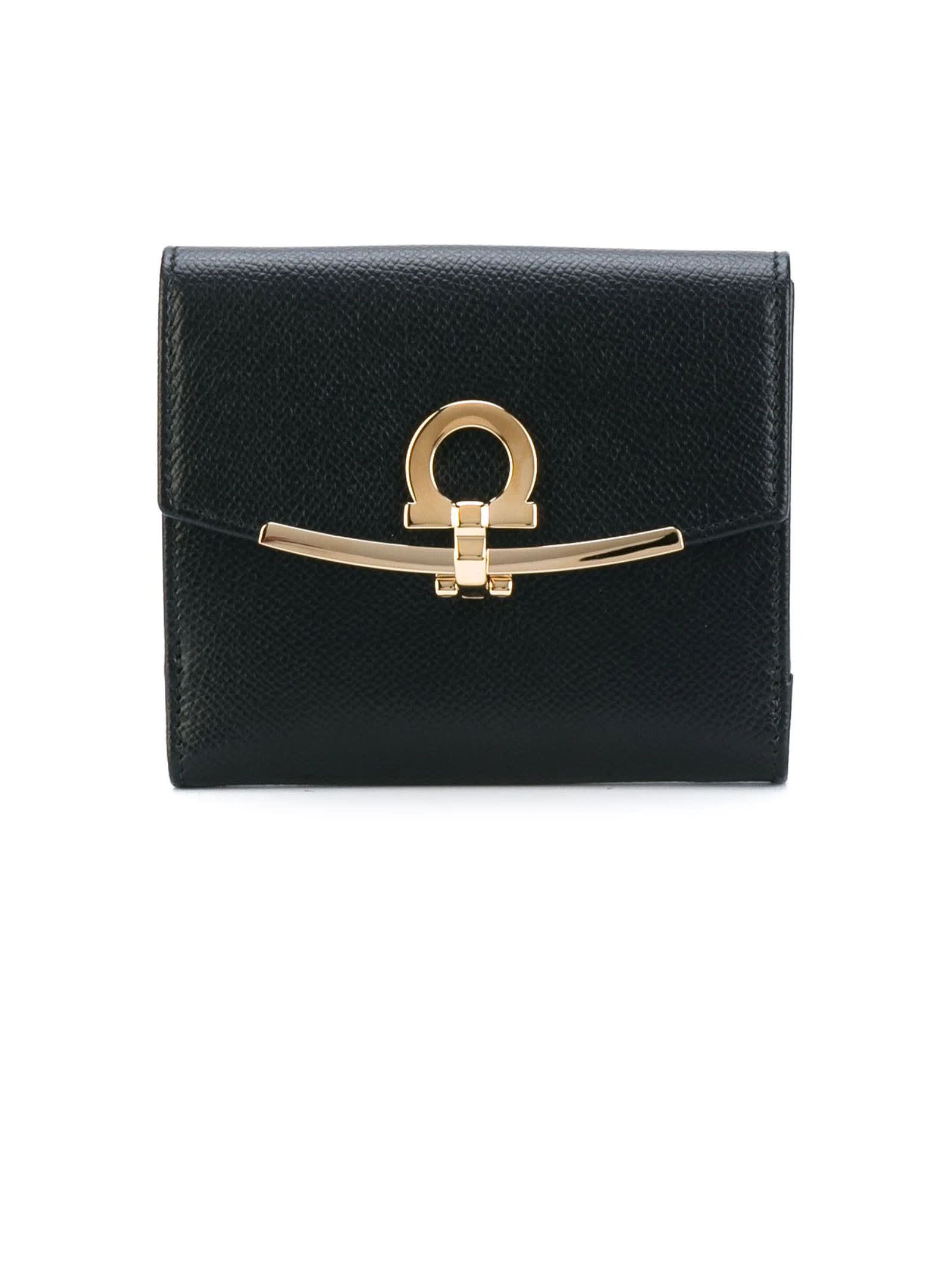 Shop Ferragamo Black Leather Wallet