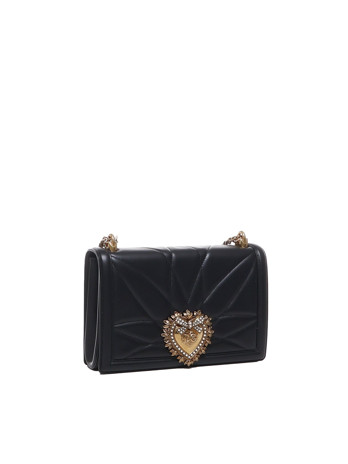 Shop Dolce & Gabbana Devotion Bag In Quilted Calfskin In Black