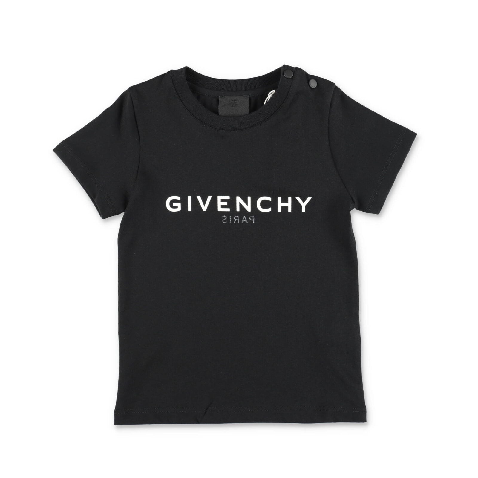Givenchy T-shirt Nera In Jersey Di Cotone Baby Boy
