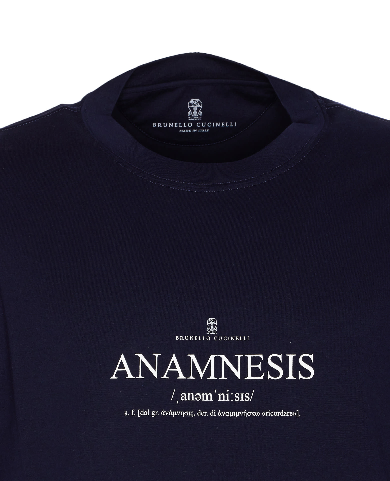 Brunello Cucinelli Cotton Crew Neck T-shirt With Graphic Print In Blue