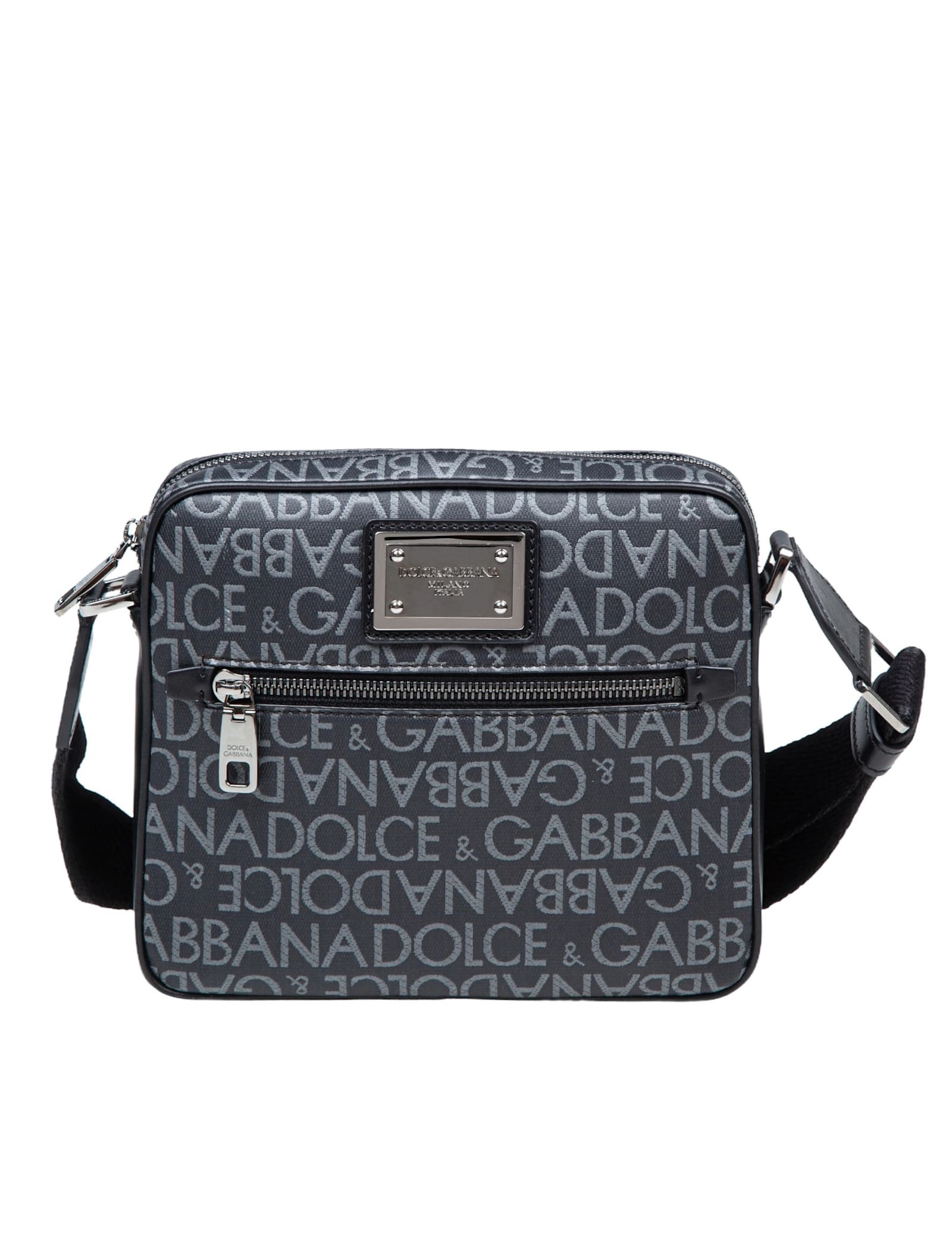 Shop Dolce & Gabbana Coated Fabric Shoulder Bag In Black / Grey