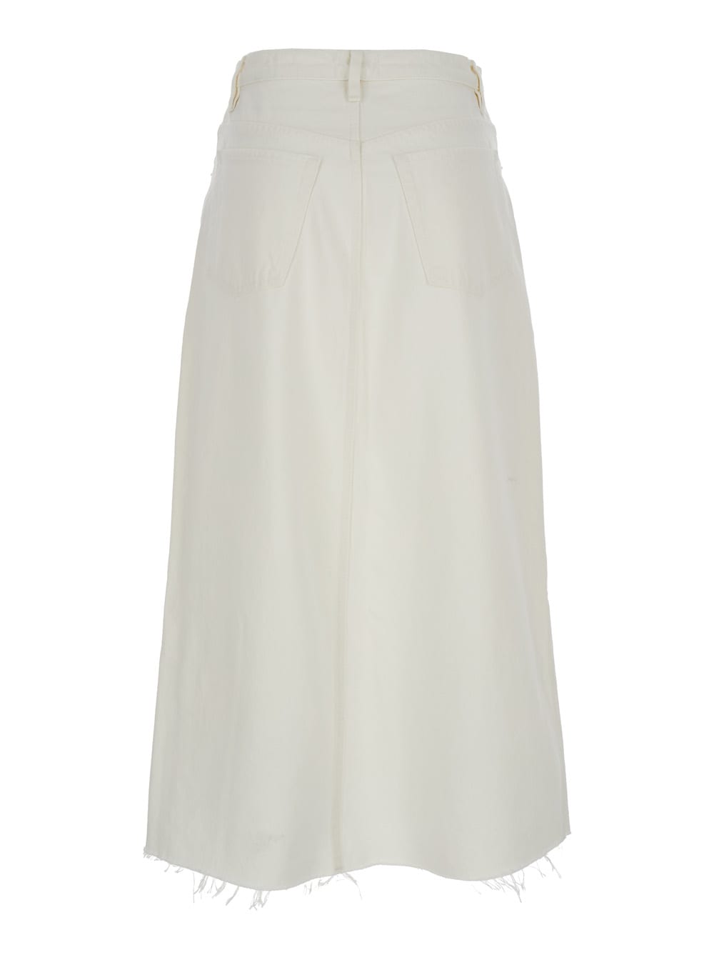 Shop Frame White Denim Midi Skirt In Cotton Woman