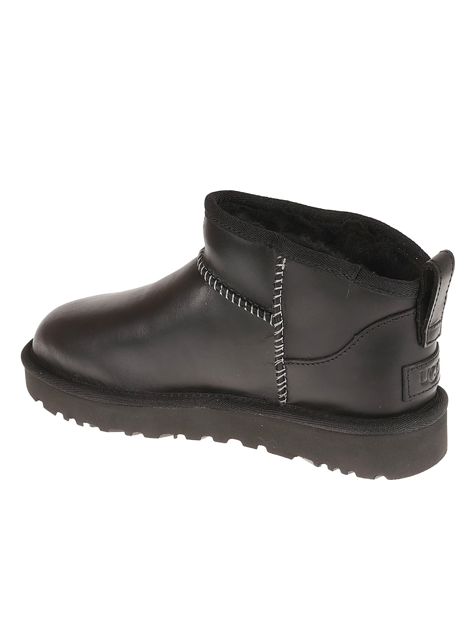 Shop Ugg Ultra Mini Leather Boots In Black