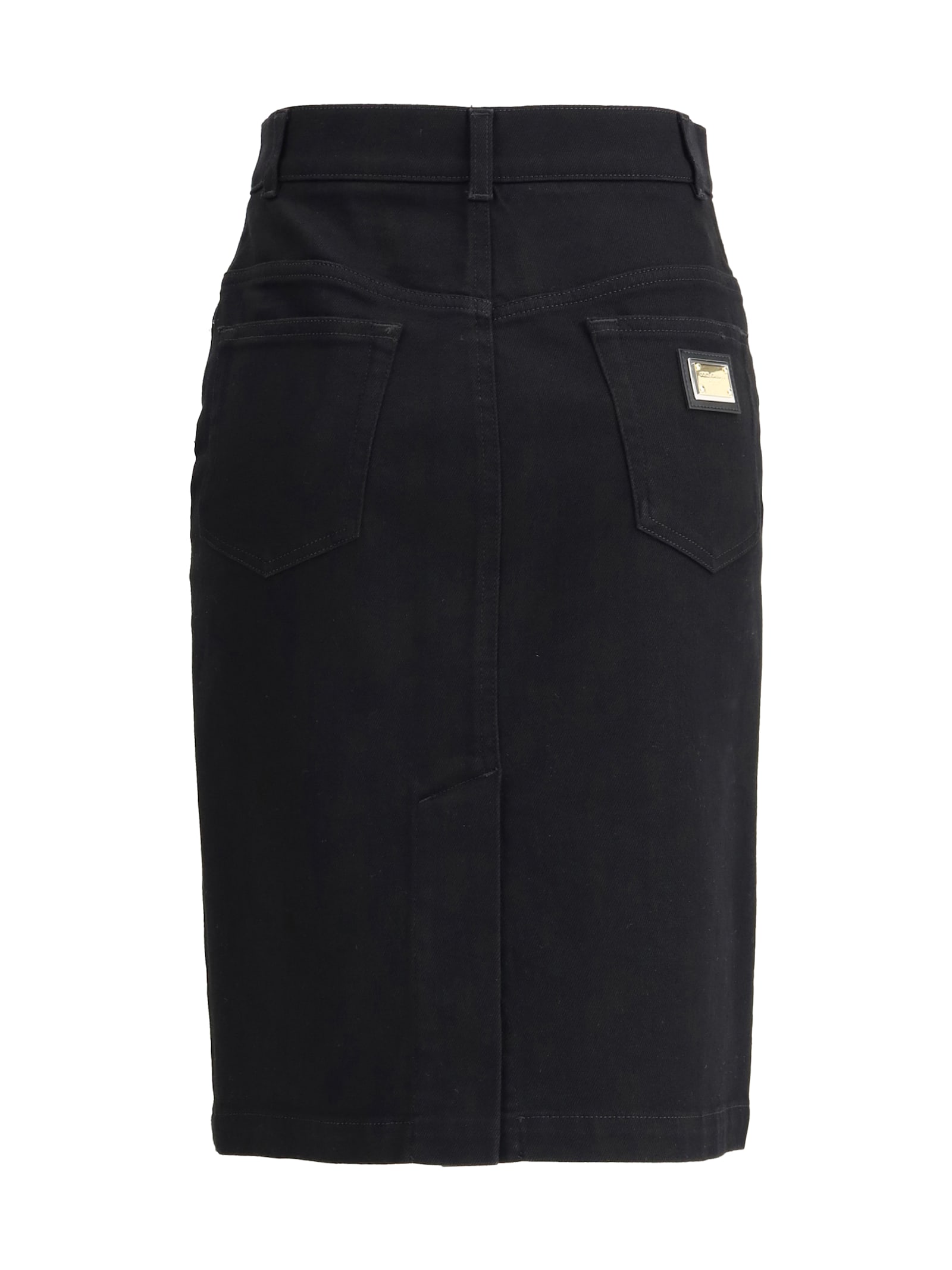 Dolce & Gabbana High-waisted Denim Midi Skirt With Back Pockets In Variante Abbinata