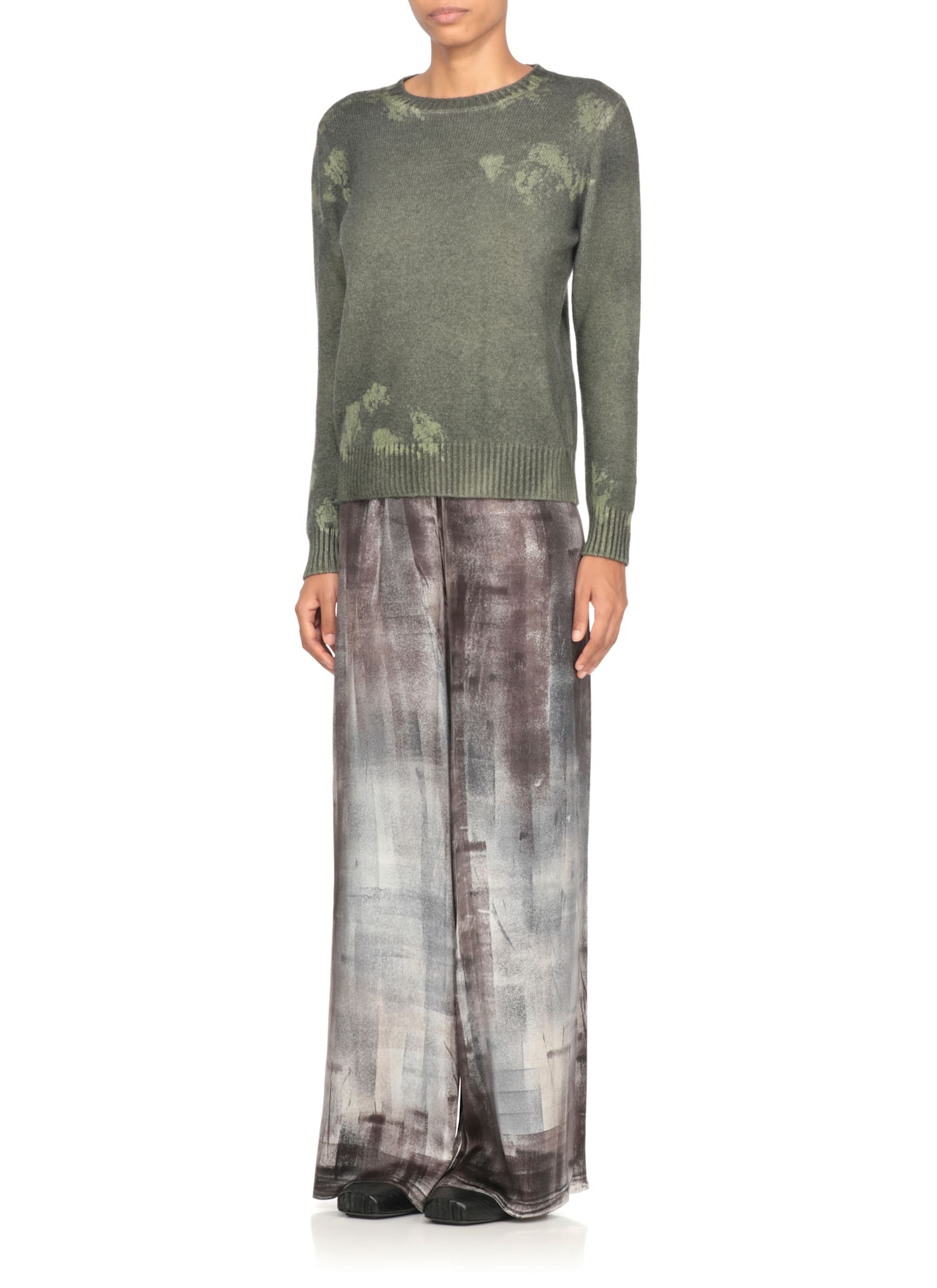 Avant Toi Textured Cashmere Sweater With Artistic Patterns In Green