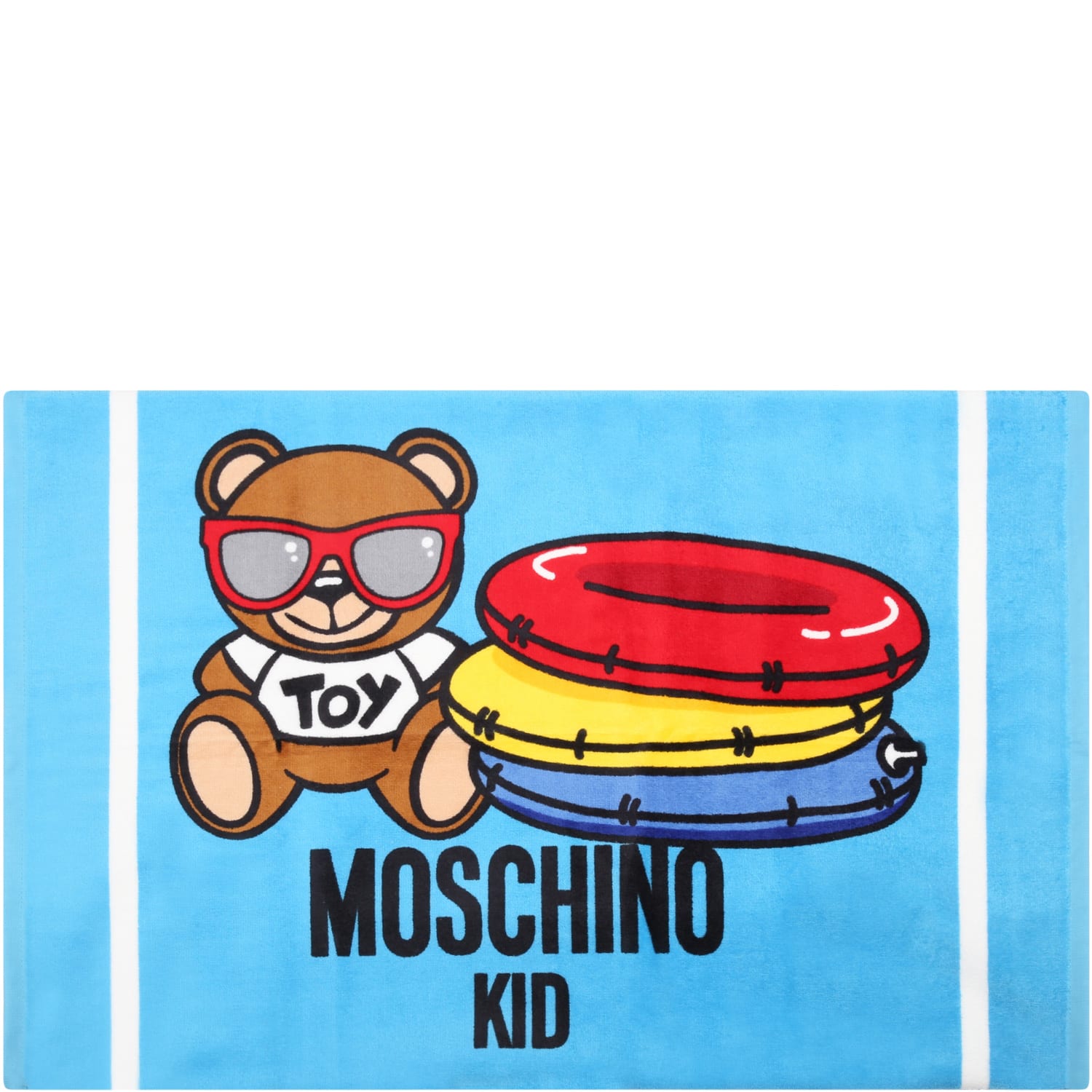 Moschino Light Blue Beach Towel For Boy With Teddy Bear