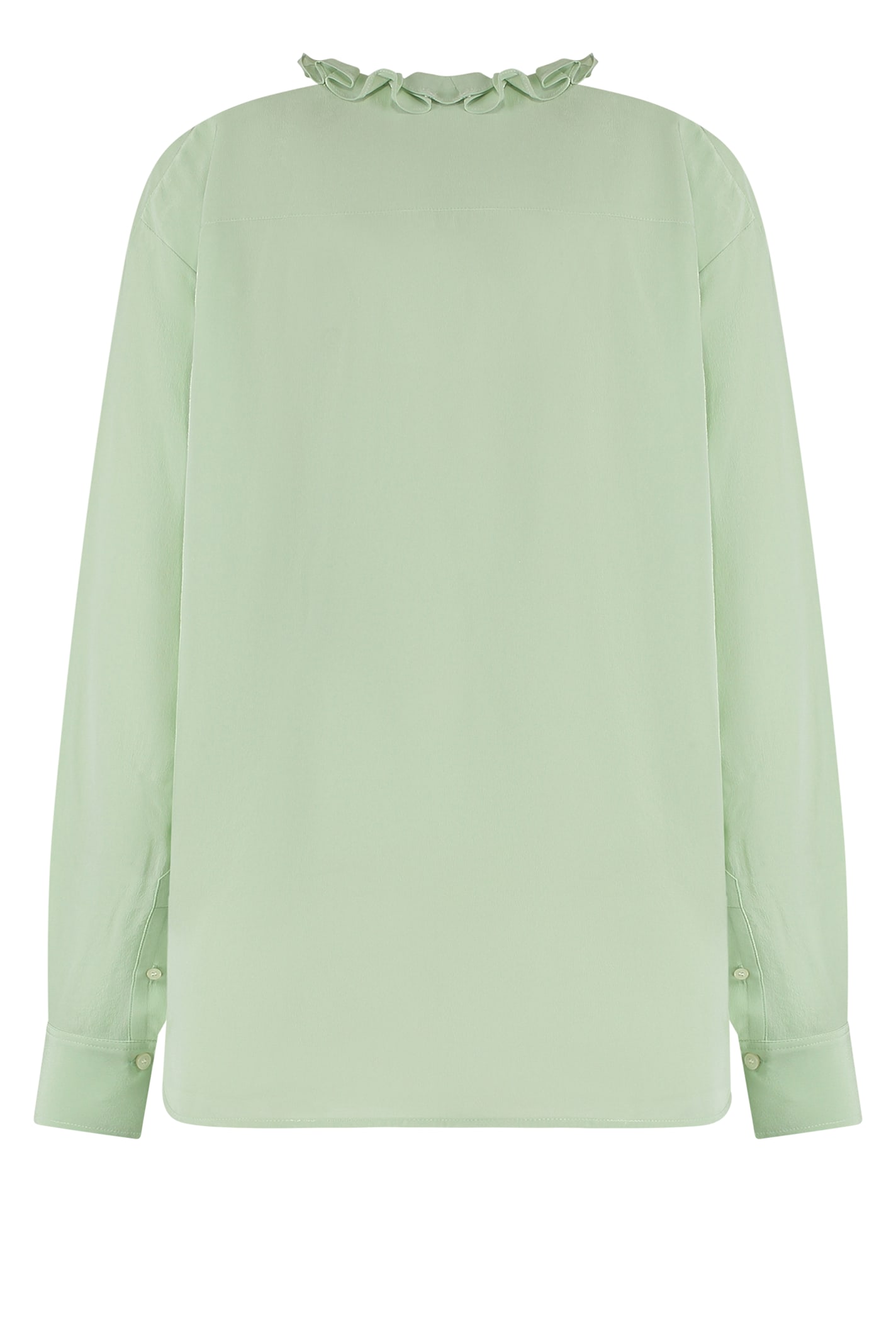 Victoria Beckham Ruffled Crepe De Chine Shirt In Green