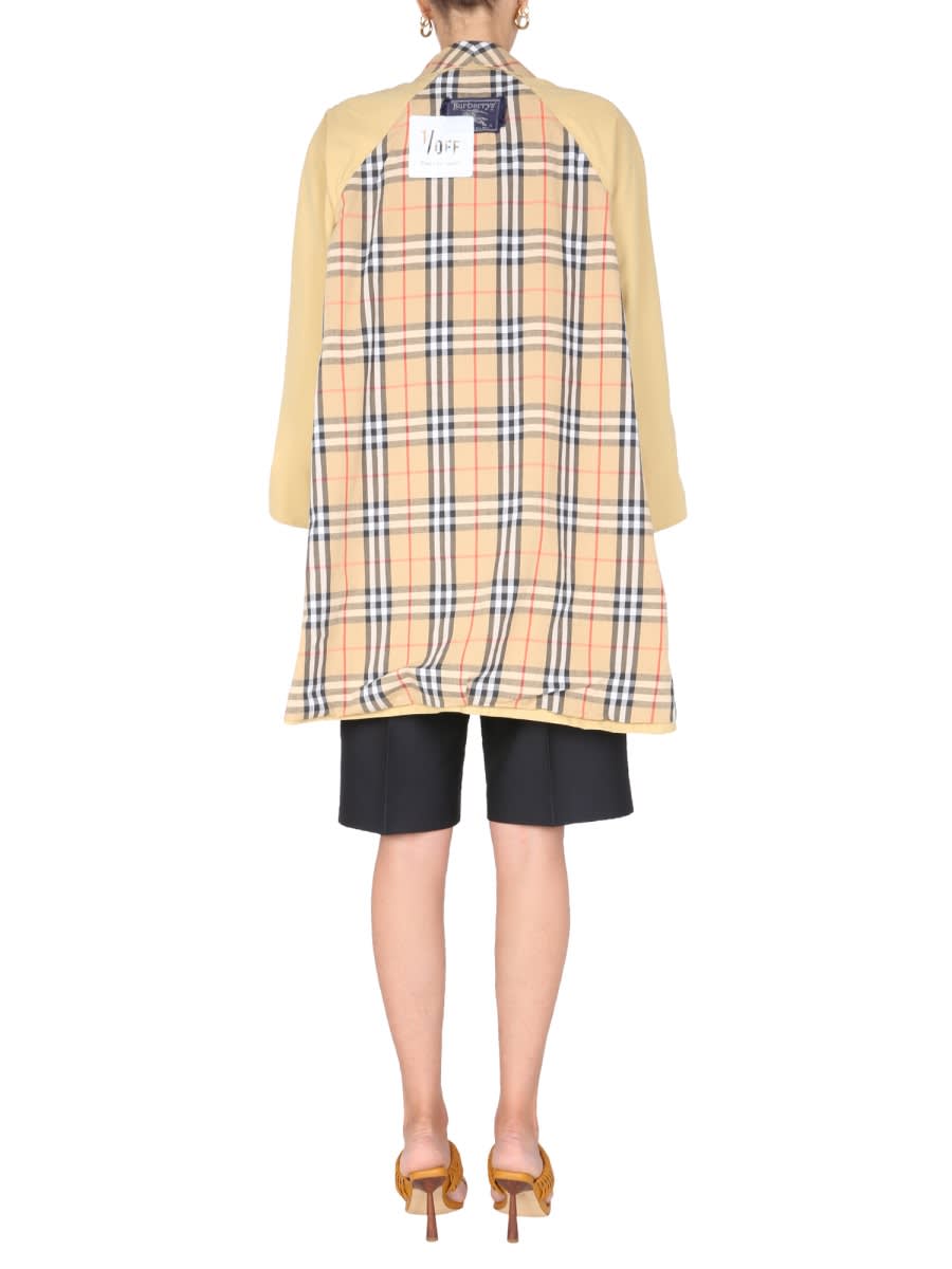 1/off Womens Beige Check Upcycled Contrast-panel Cotton-blend Trench Coat S/m In Multicolour