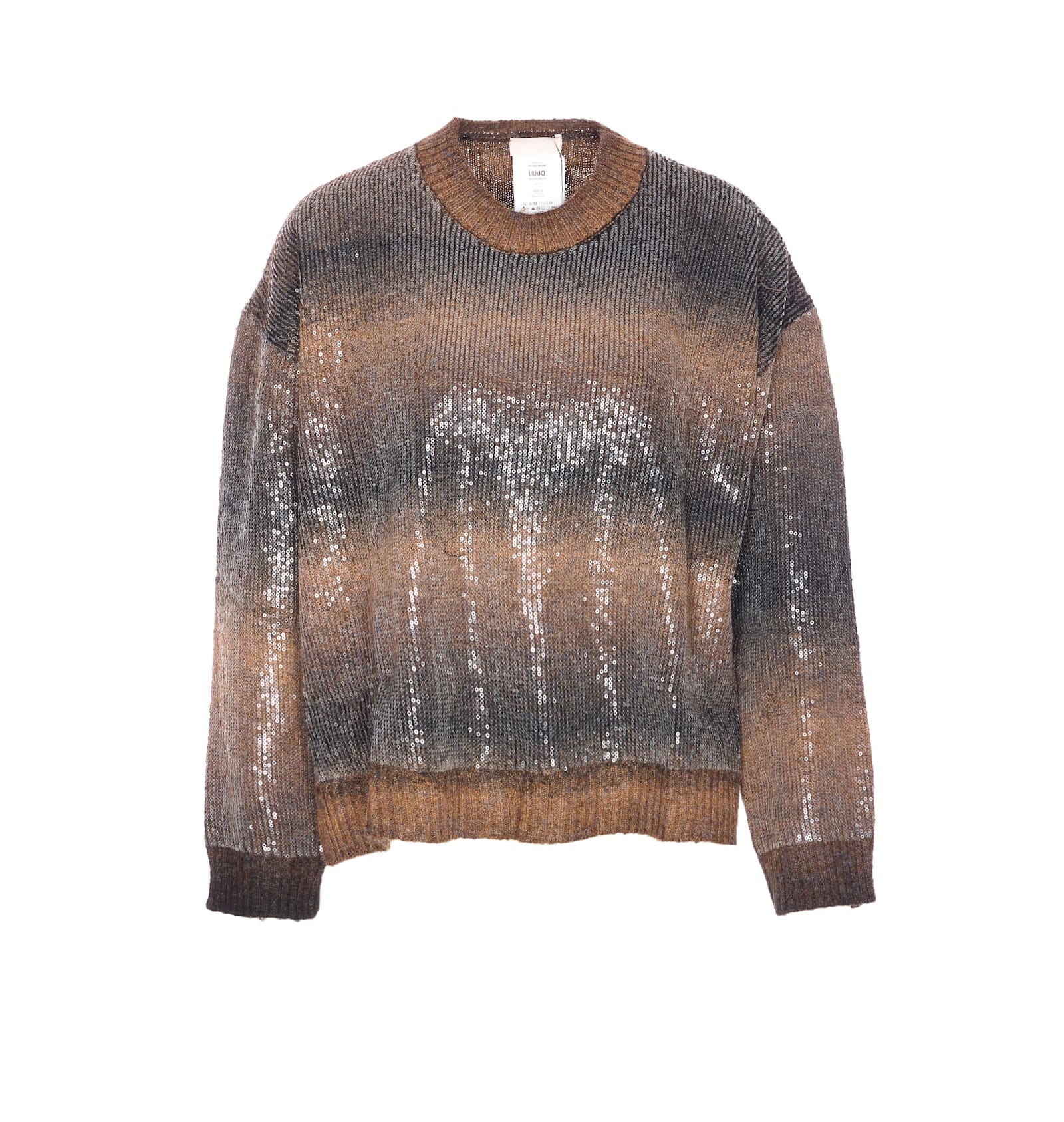 Liu •jo Sequin-embroidered Crew Neck Jumper In Brown