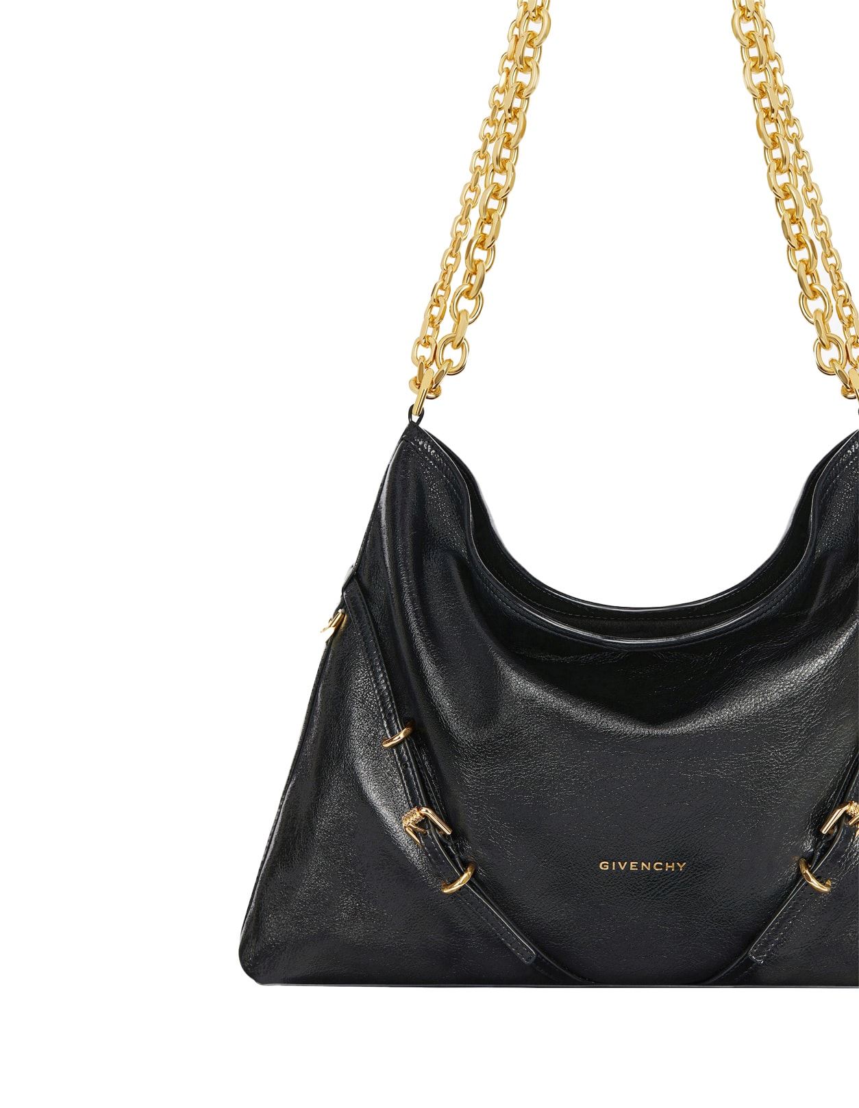 Shop Givenchy Voyou Chain Medium Bag In Black Leather