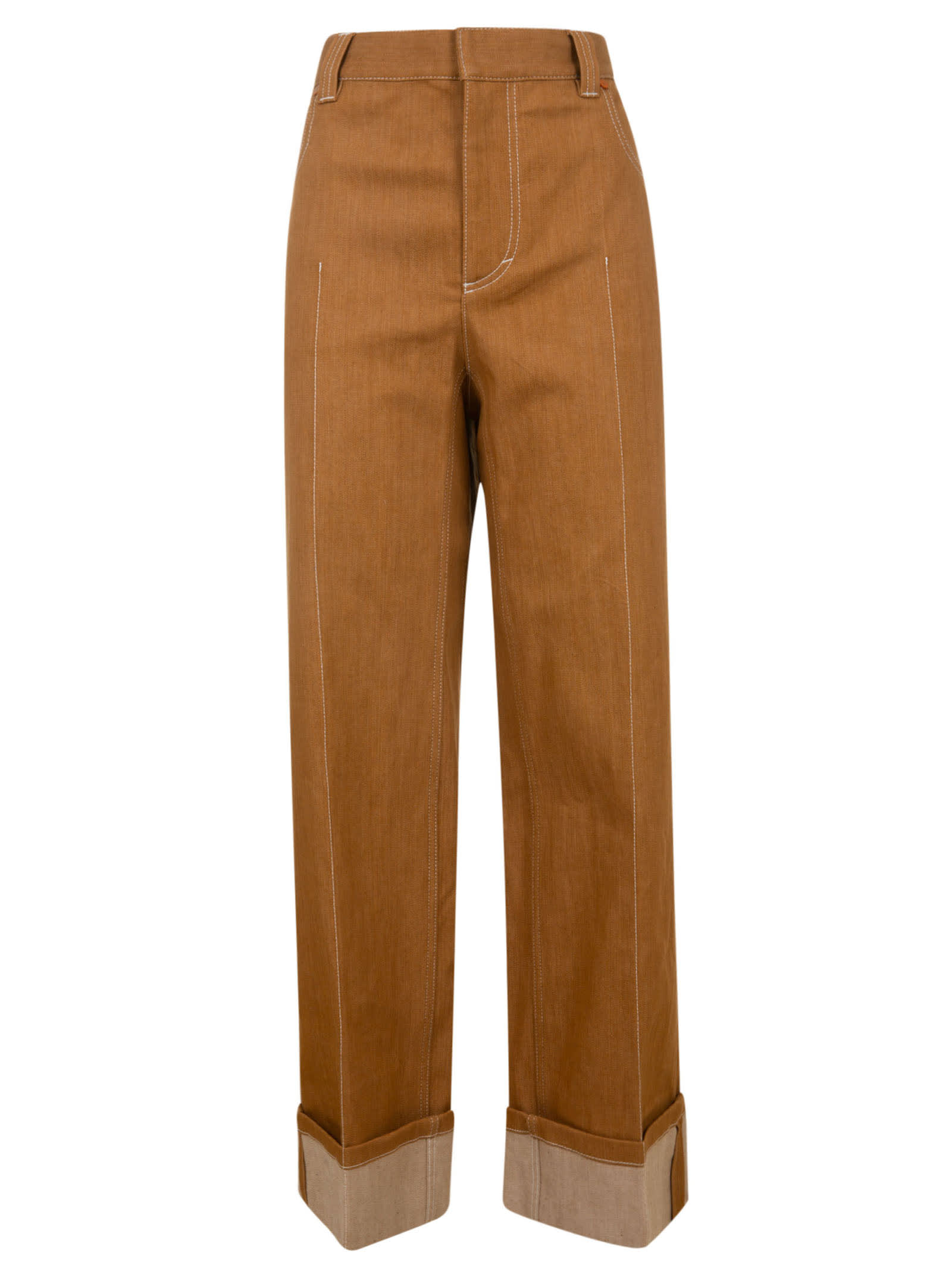 Chloé Long Straight Trousers In Coconut Brown