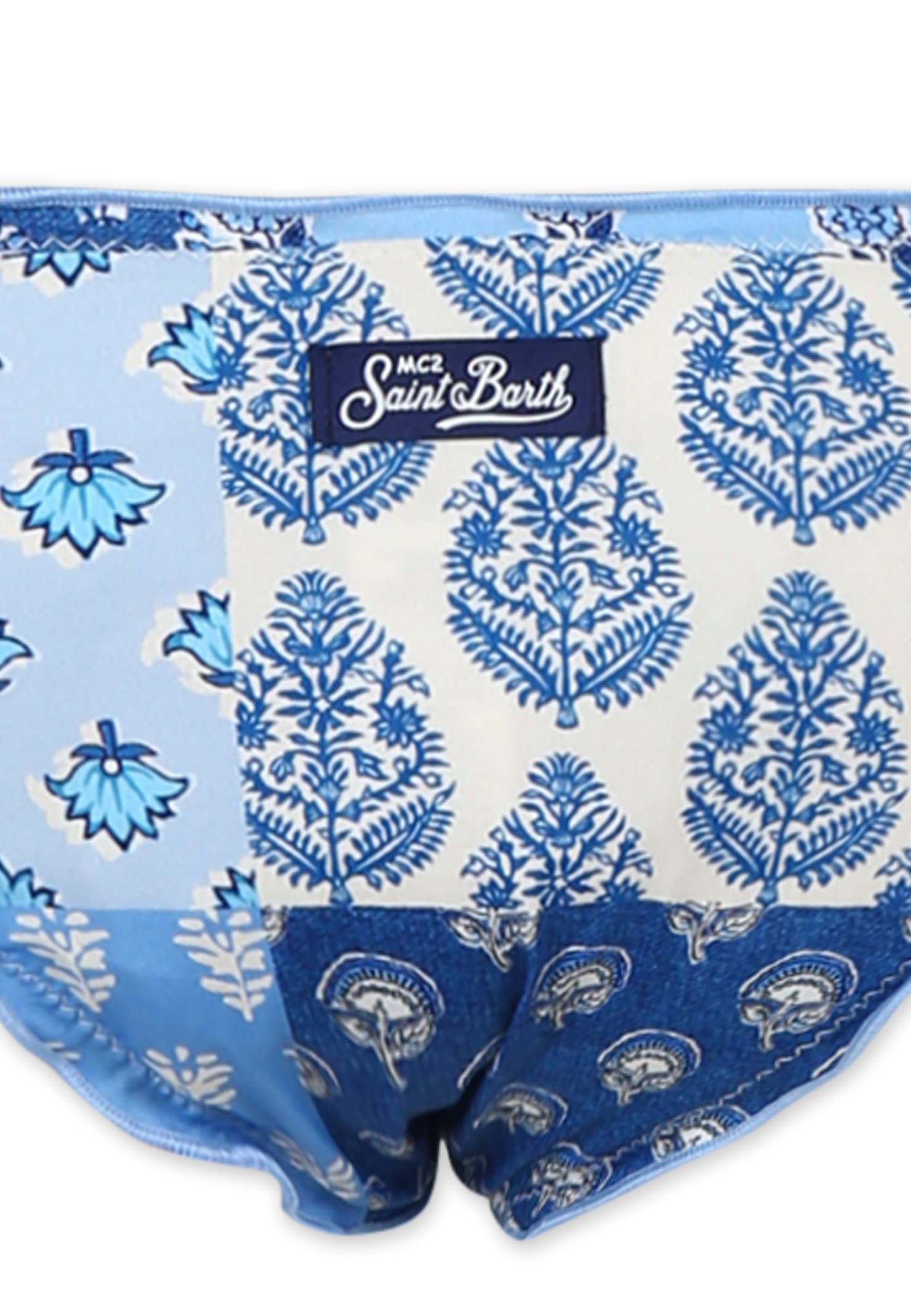 Mc2 Saint Barth Light Blue Bikini For Girl With Floral Print In Light Blue