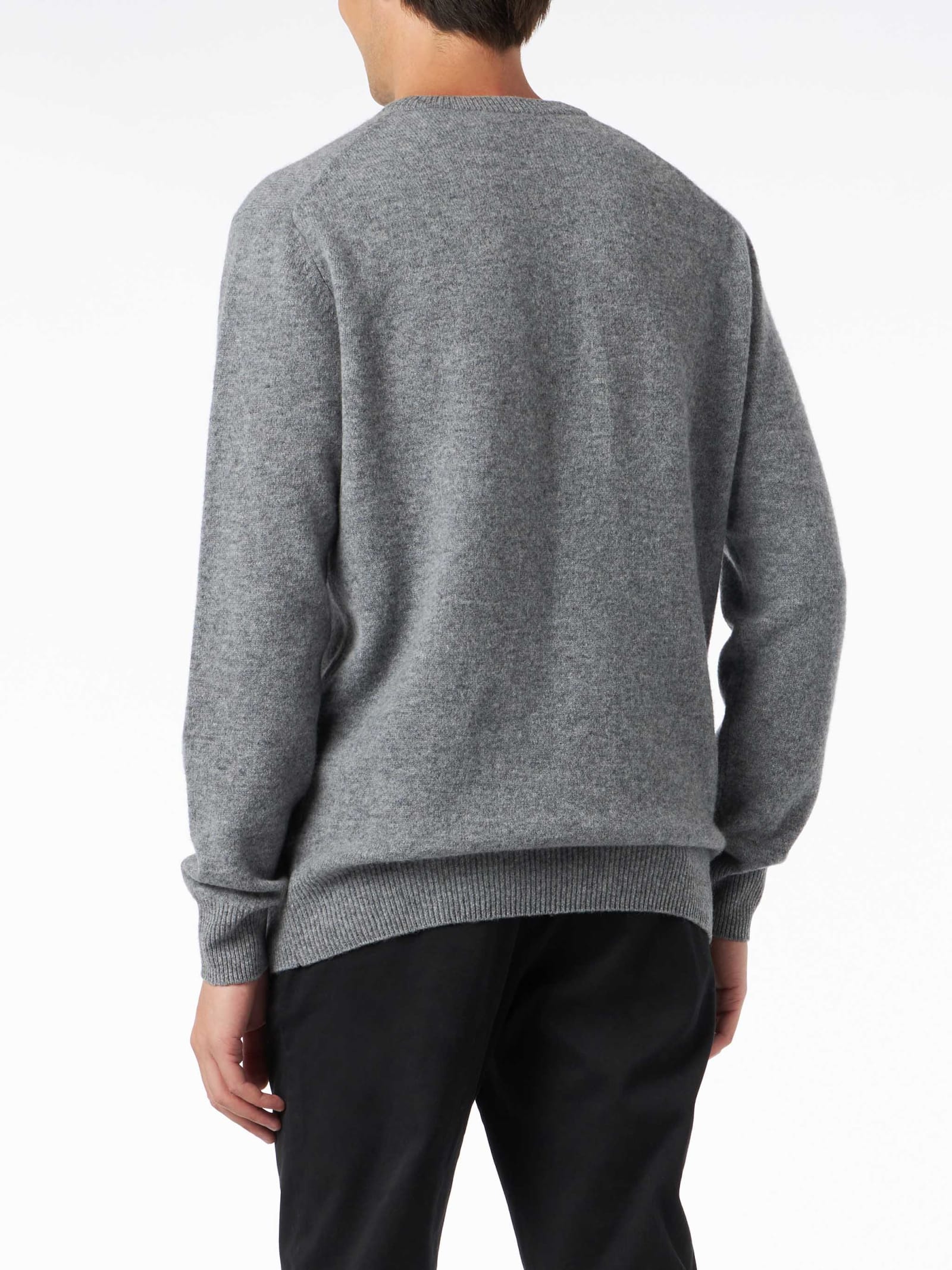 Mc2 Saint Barth Man Crewneck Grey Sweater With St. Barth Embroidery In Grey