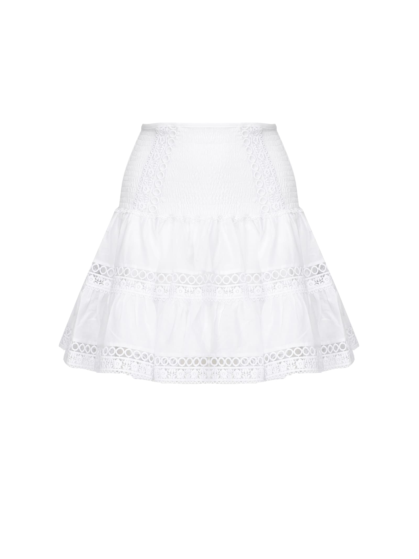 Charo Ruiz Ibiza Hortens Lace-embellished Cotton-blend Mini Skirt In White