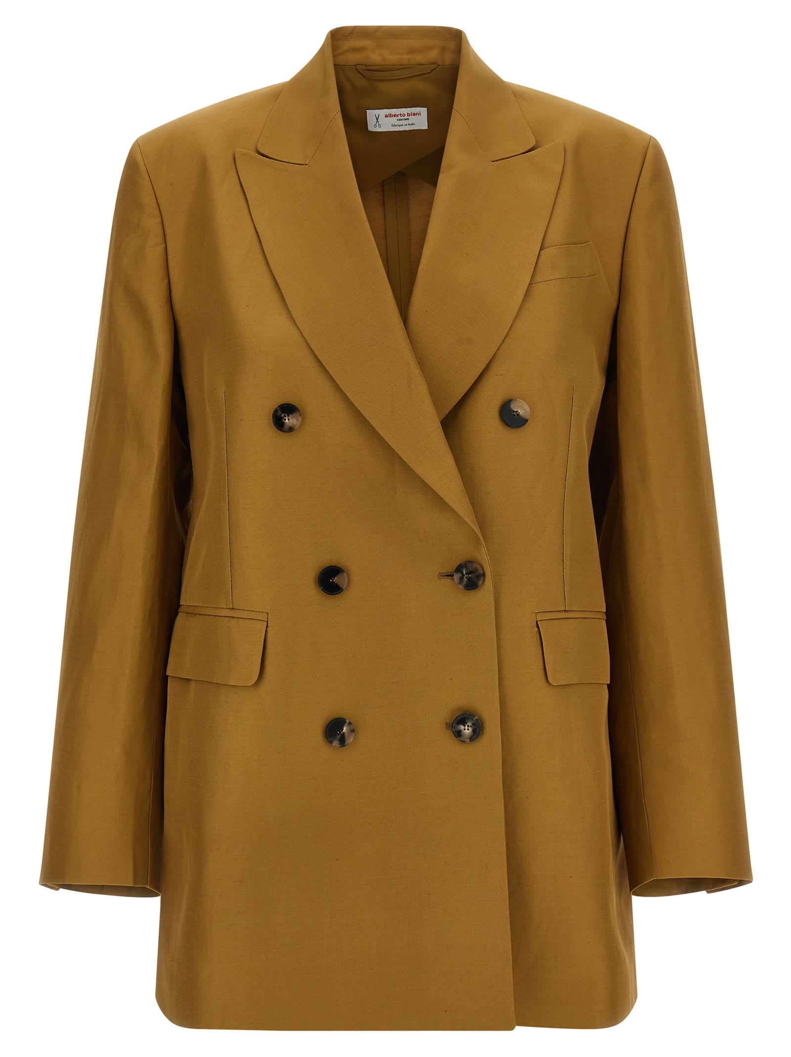 Alberto Biani Linen Viscose Blazer In Brown