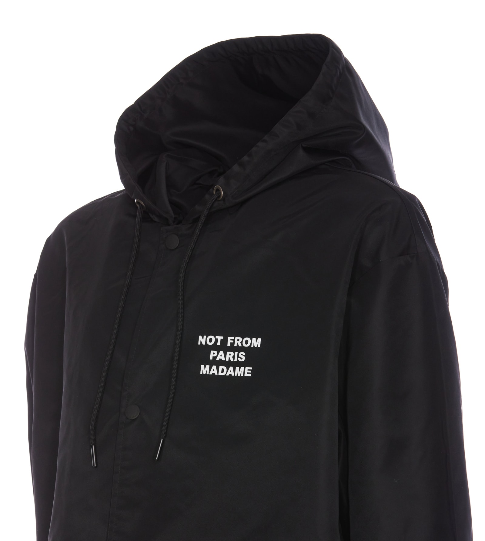 Shop Drôle De Monsieur Slogan Parka In Black