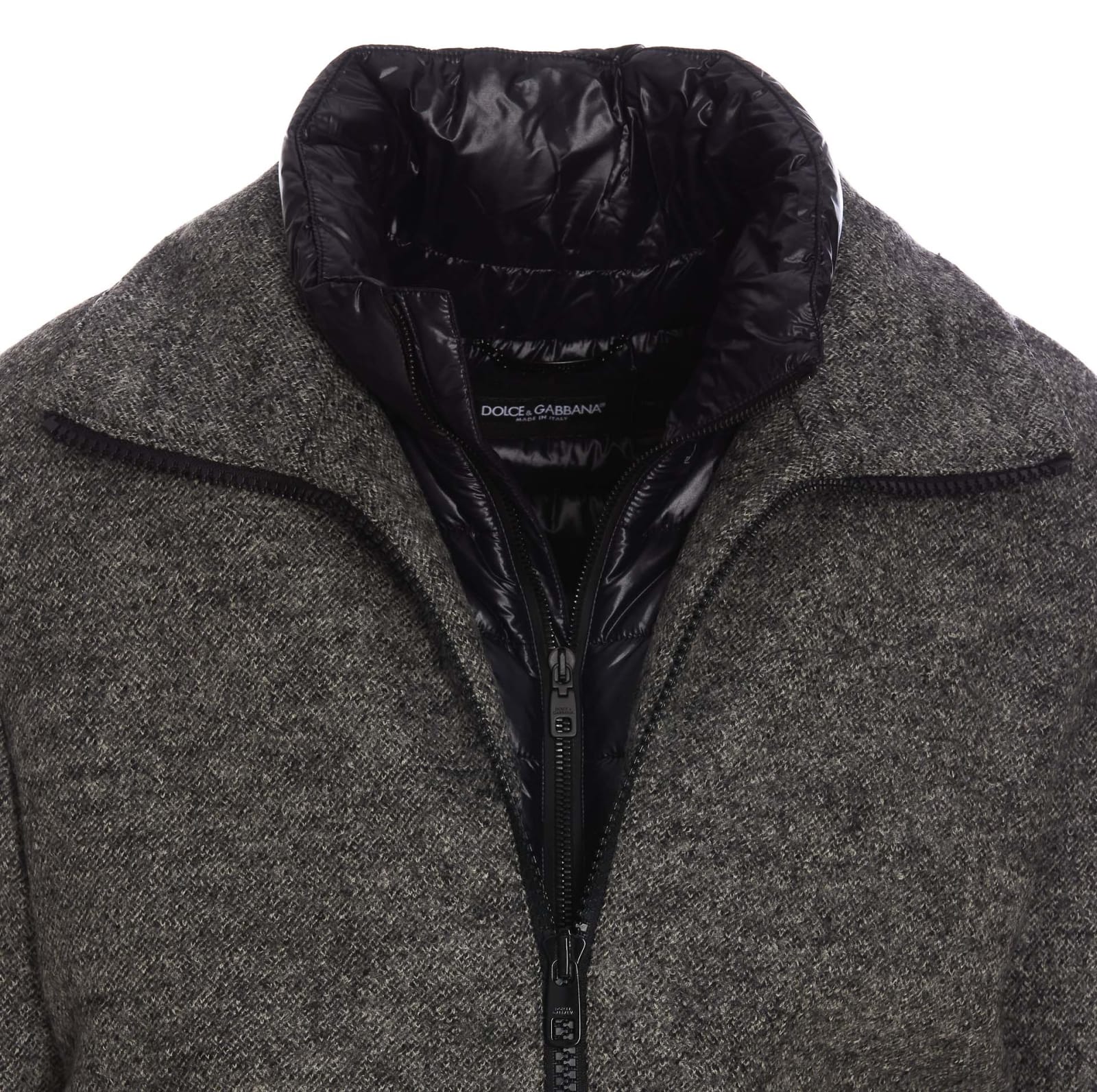 Shop Dolce & Gabbana Plaque Logo Down Jacket In Grigio