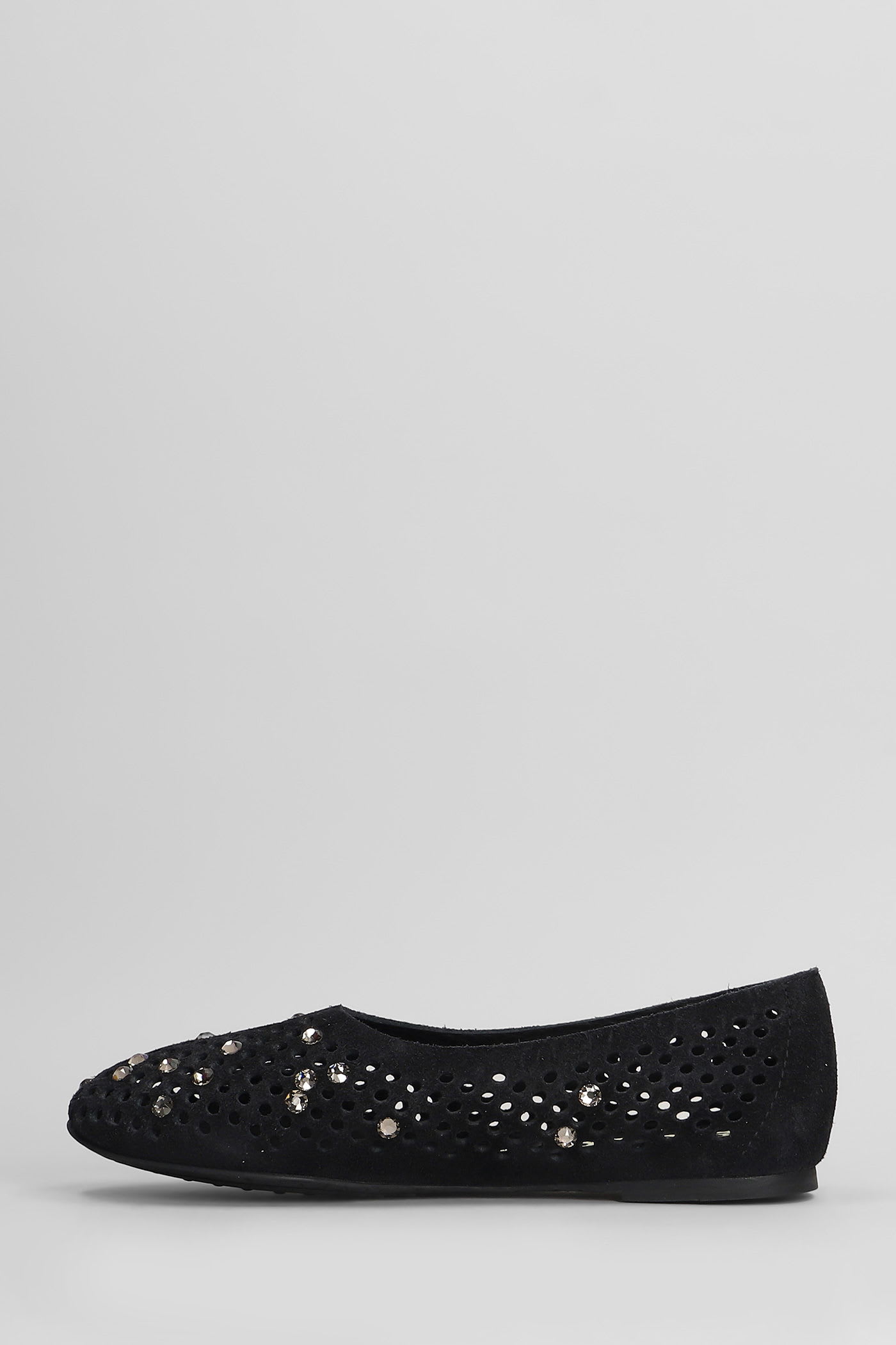 Pedro Garcia Ariane Suede Ballerina Flat In Black Castro In Black