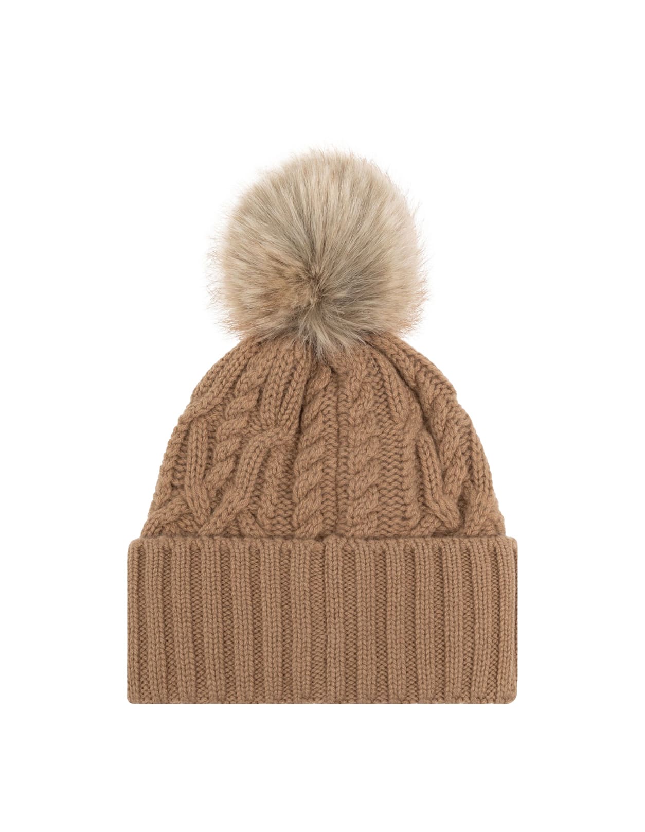 Shop Moncler Beige Wool And Cashmere Beanie With Pompon In Brown