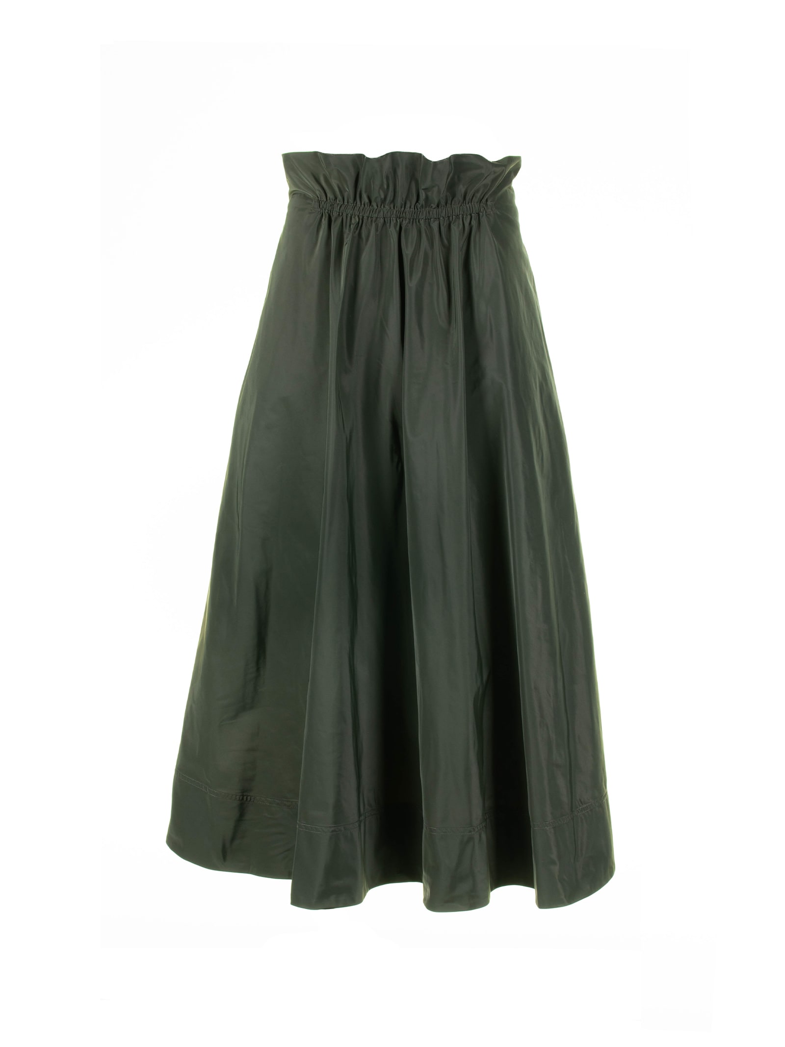 Long Green Gathered Skirt