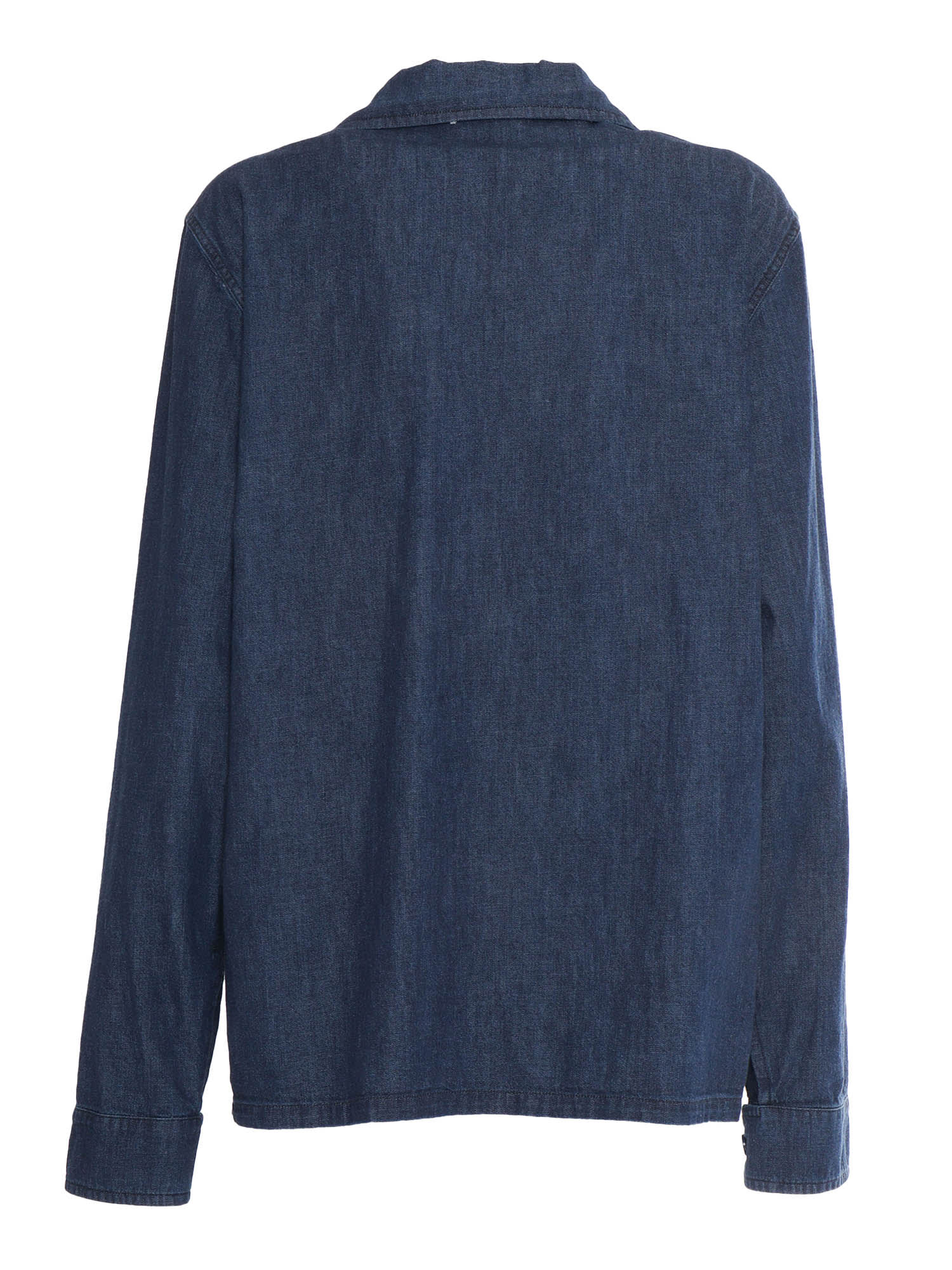 Aspesi Medium Denim Shirt With Classic Collar In Blue