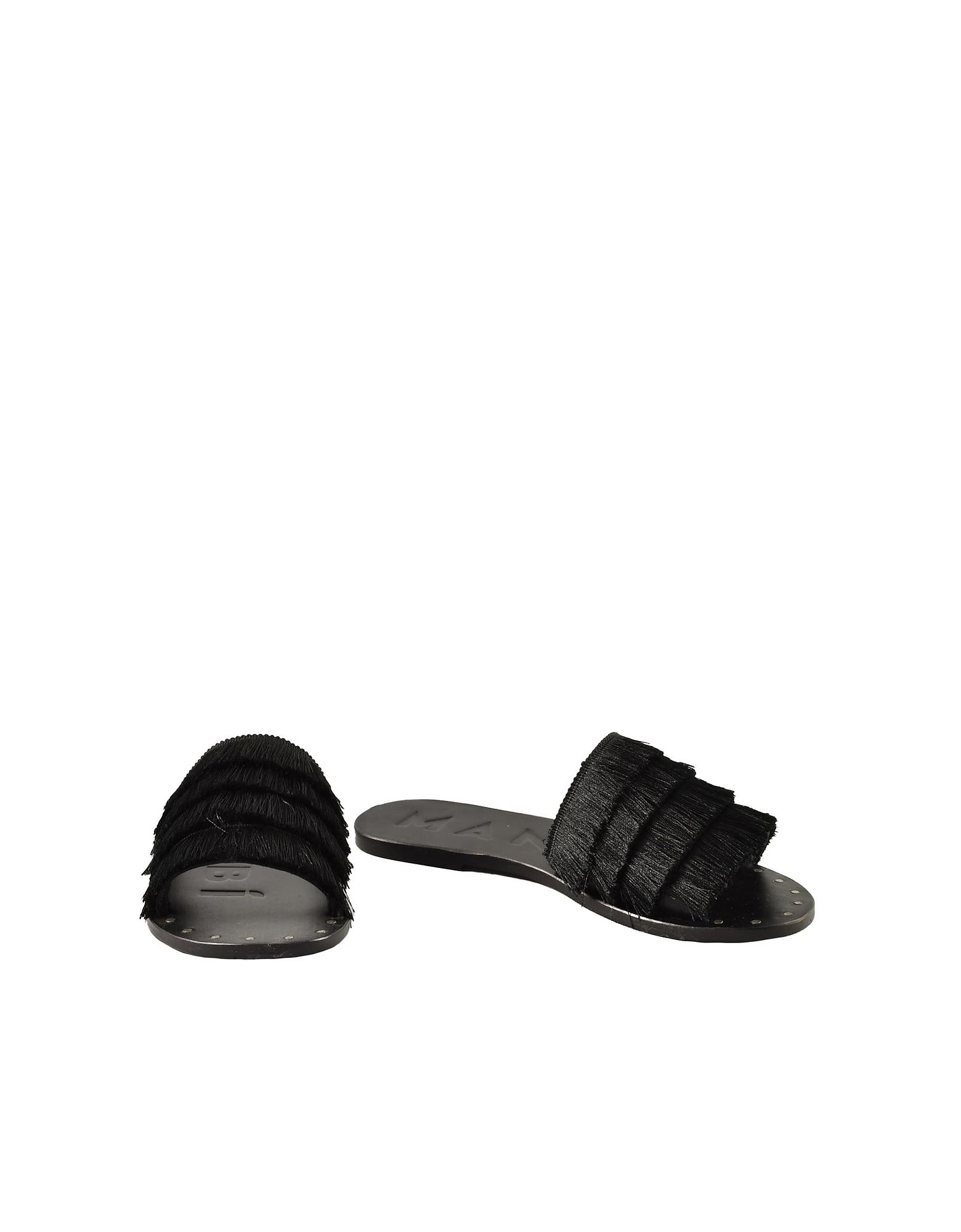 Manebi Womens Black Slide Sandals