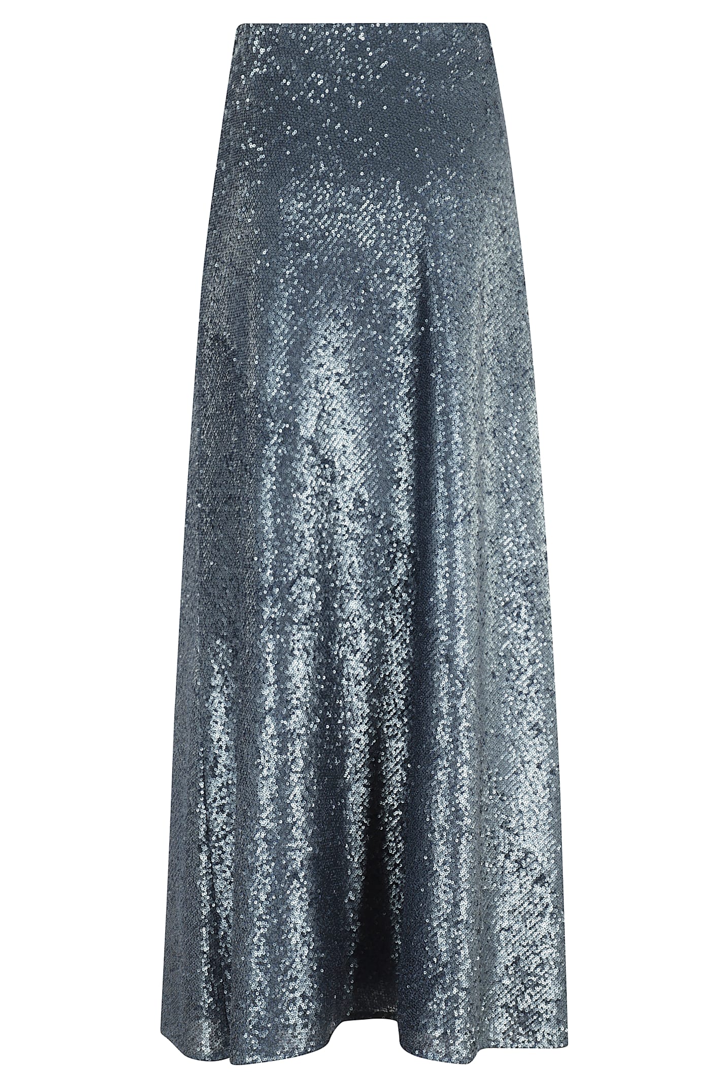 Herno Sequined Long Skirt With Elastic Waistband In Blue