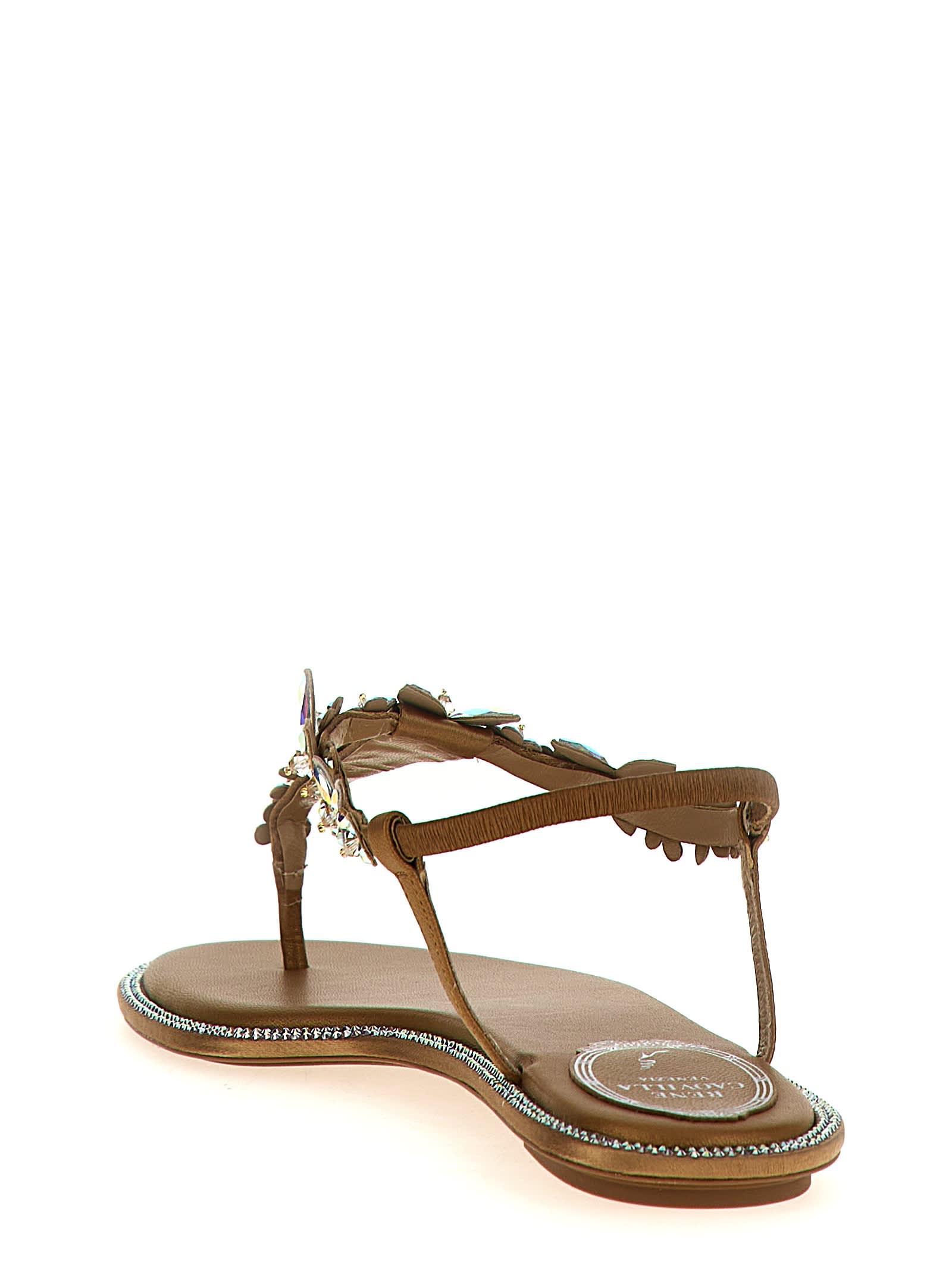 René Caovilla Beige Diana Sandals In Beige