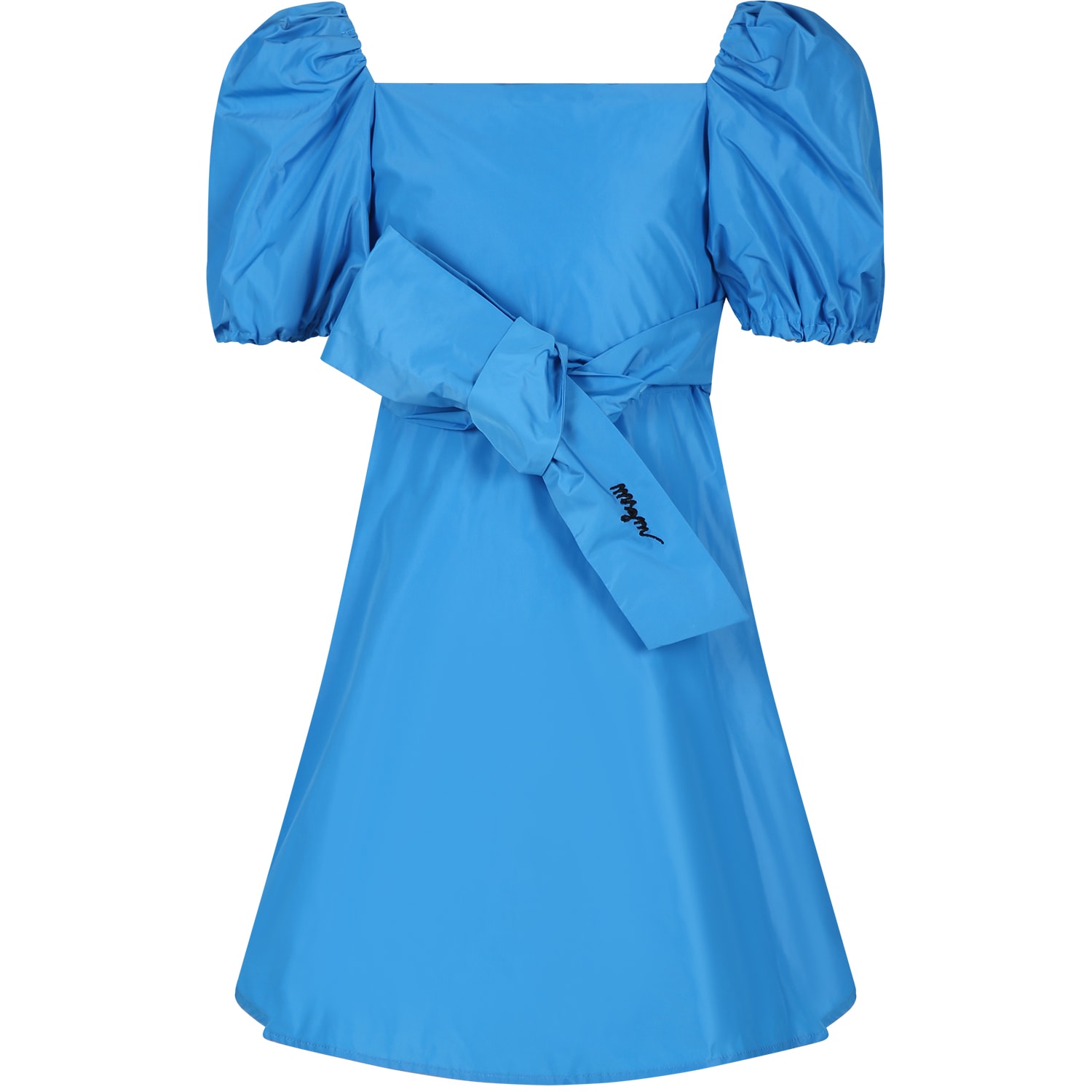 Shop Msgm Light Blue Dress For Girl With Logo