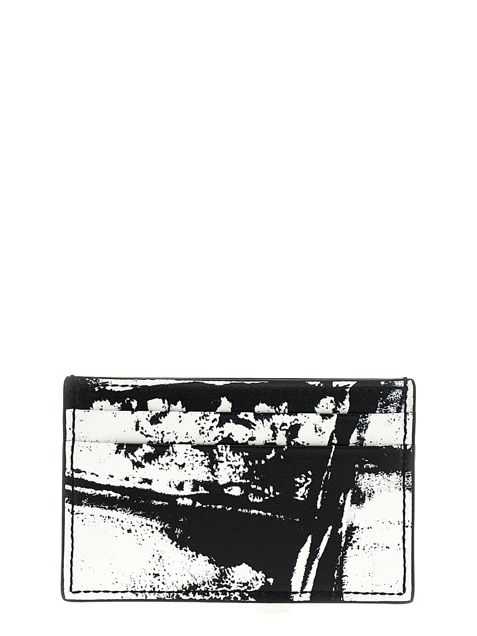 Shop Alexander Mcqueen Graffiti Mcqueen Card Holder In White/black