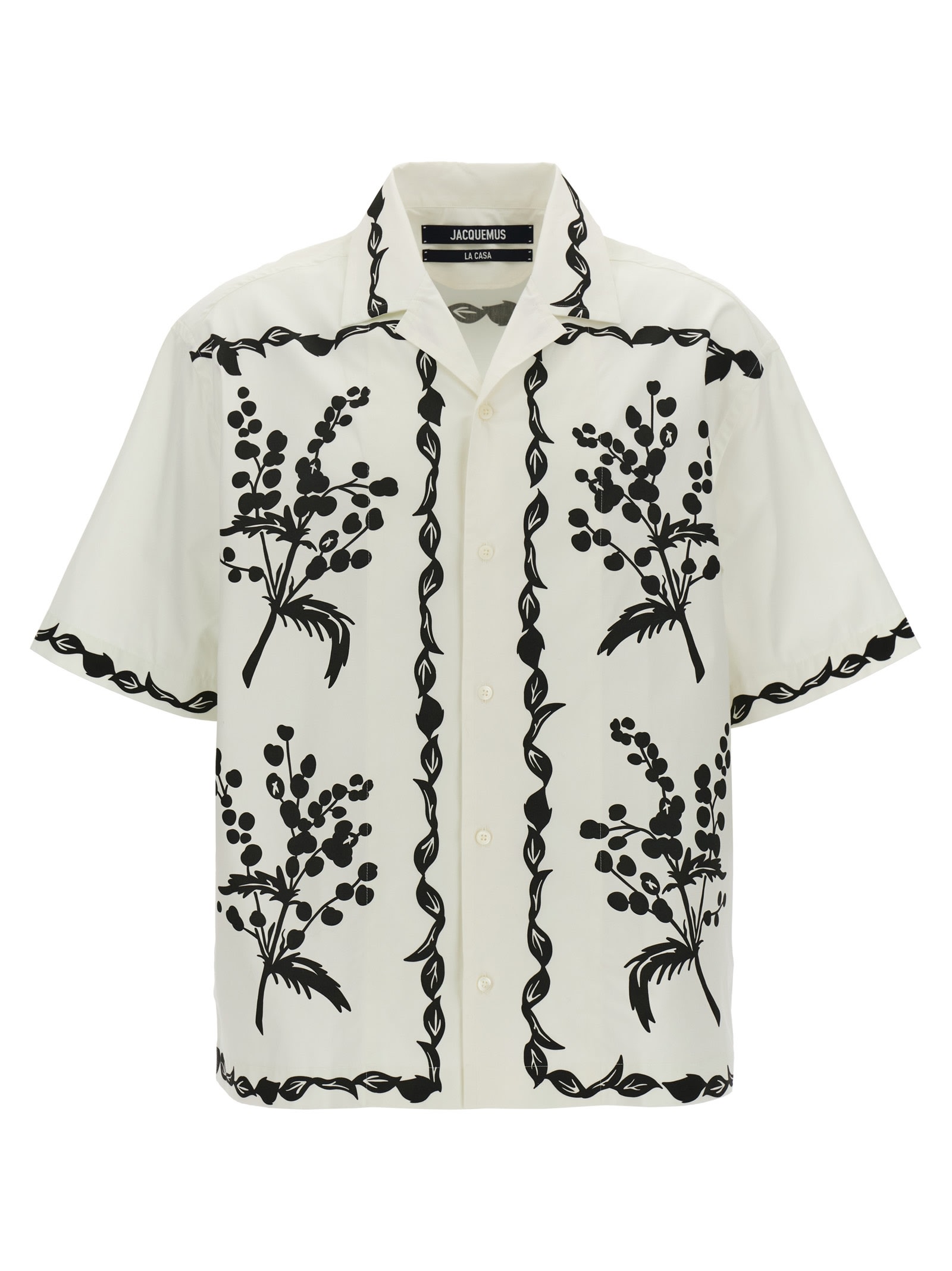 Shop Jacquemus La Chemise Jean Shirt In White/black