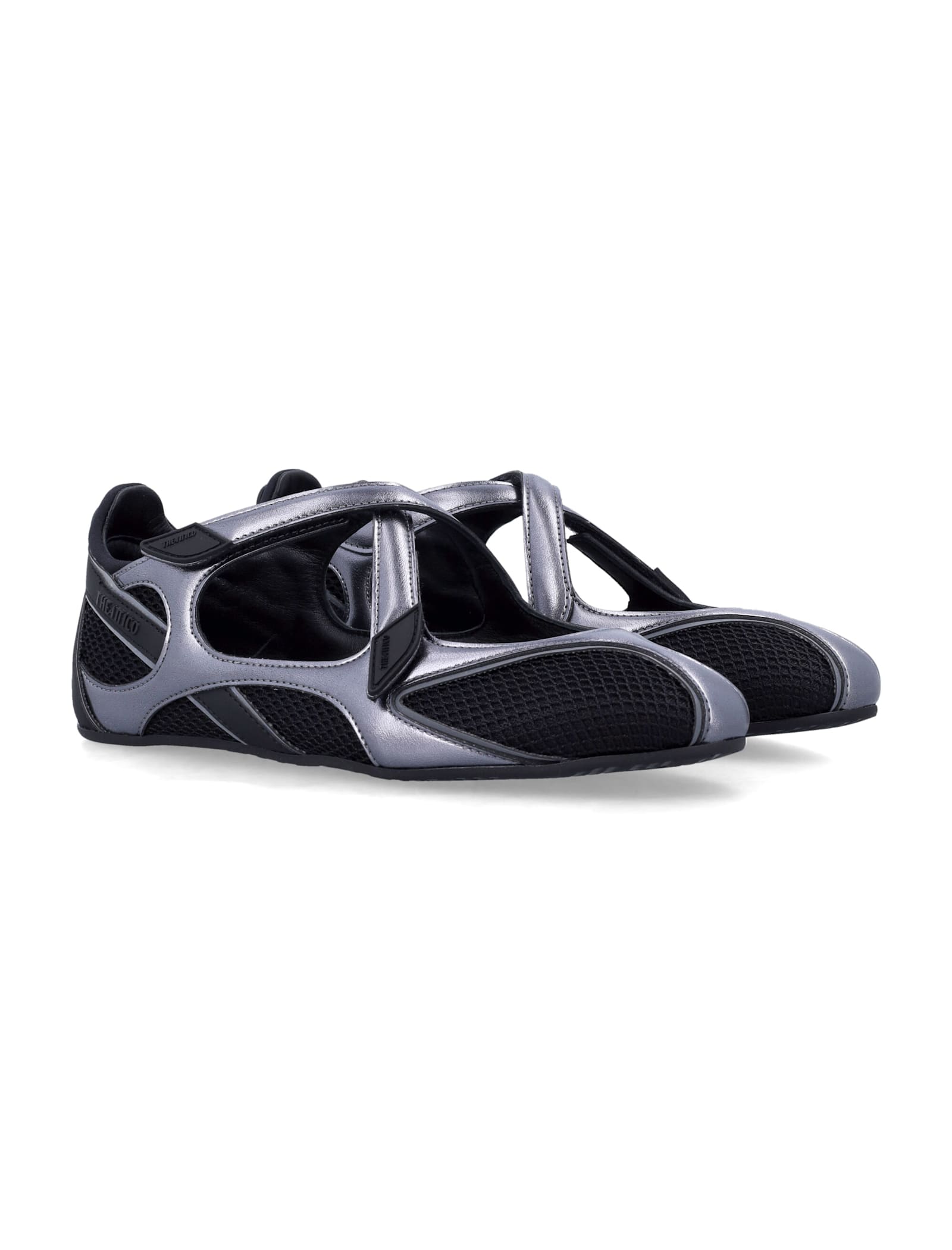 Attico Contemporary Black Ballerinas With Crisscross Straps In Black