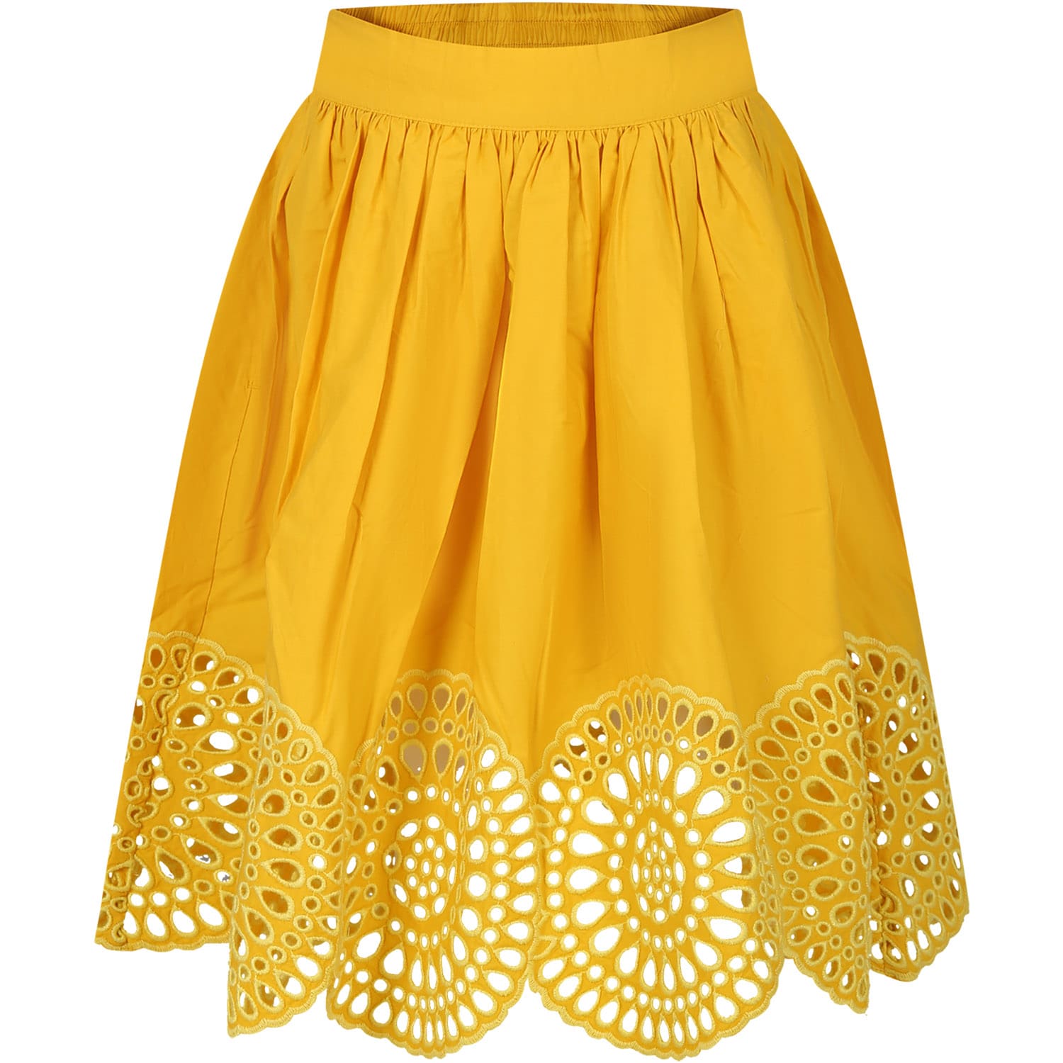 Shop Stella Mccartney Yellow Skirt For Girl With Macram Ace.