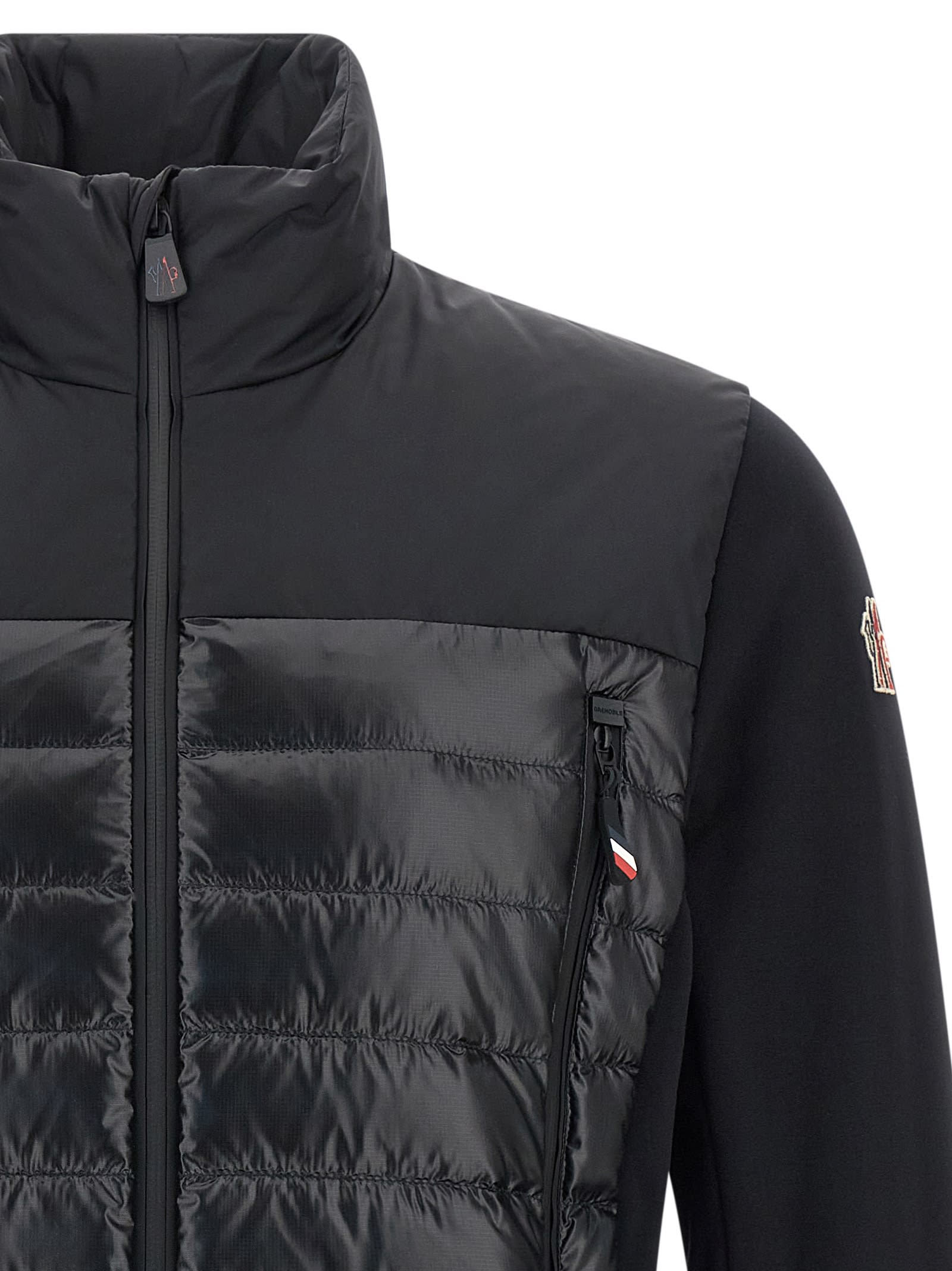 Moncler High Collar Long Sleeve Padded Sweatshirt In Black