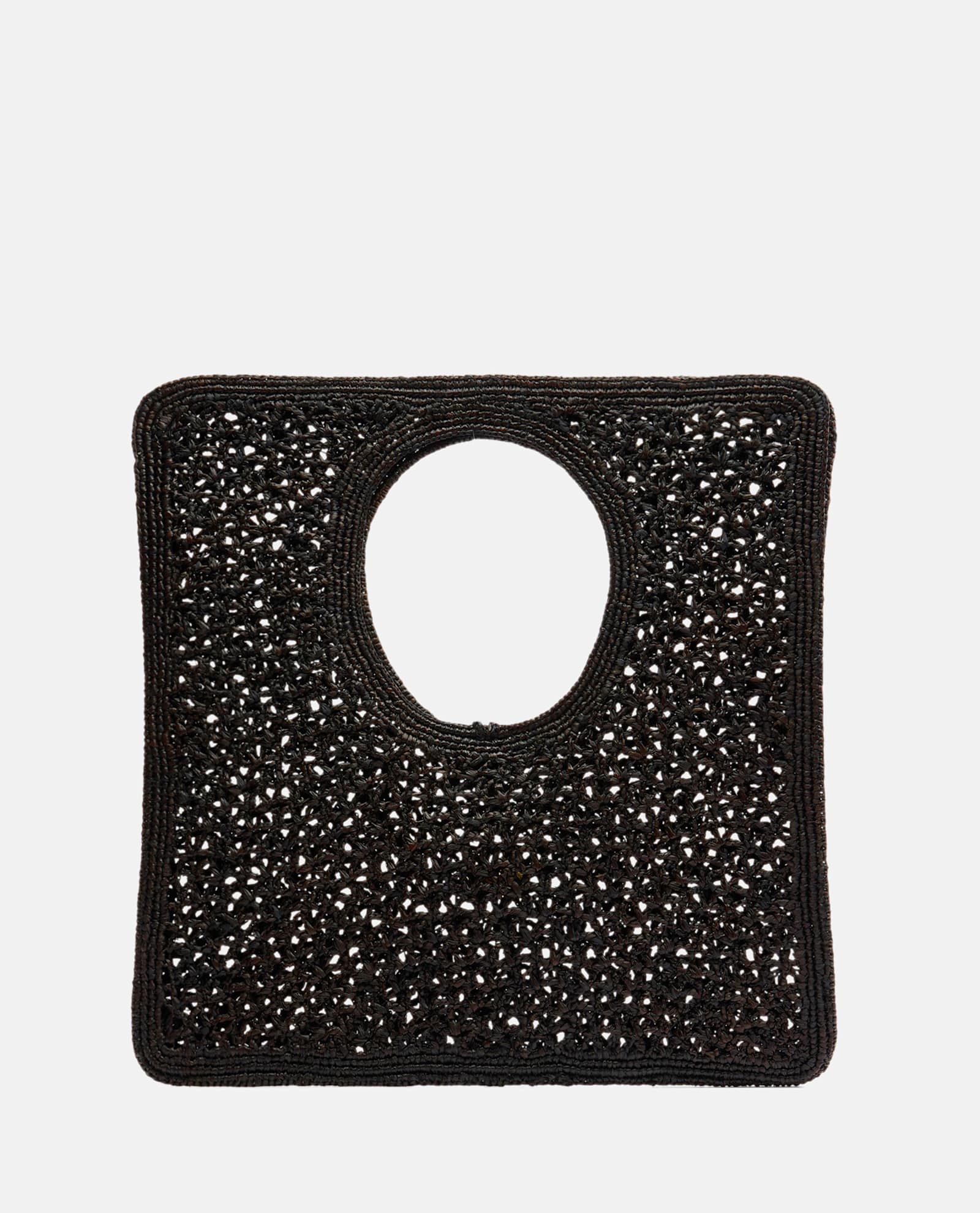 Jacquemus Carre Spiaggia Embellished Braided Raffia Tote In Black