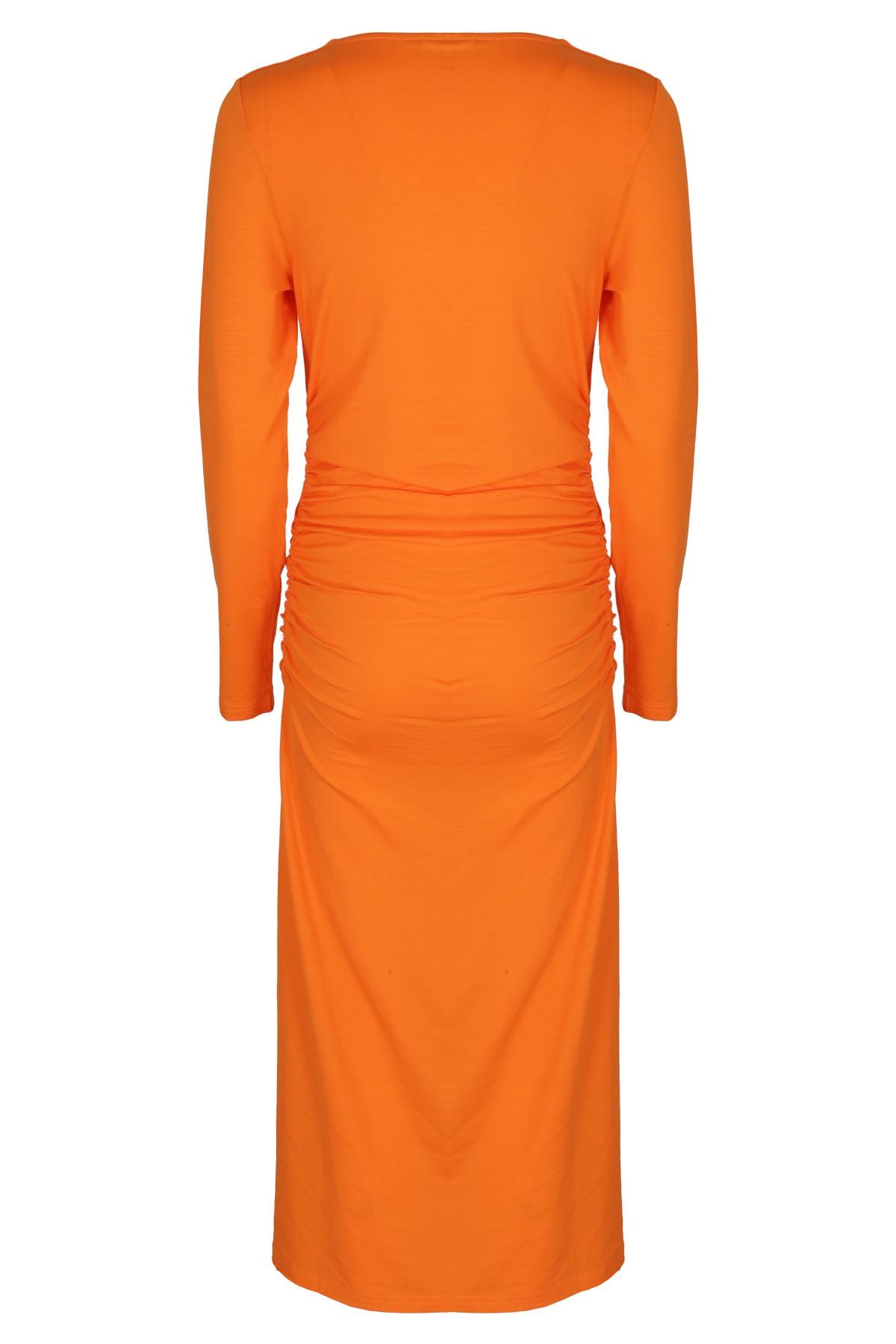 Shop Ganni Midi Dress In Vibrant Orange