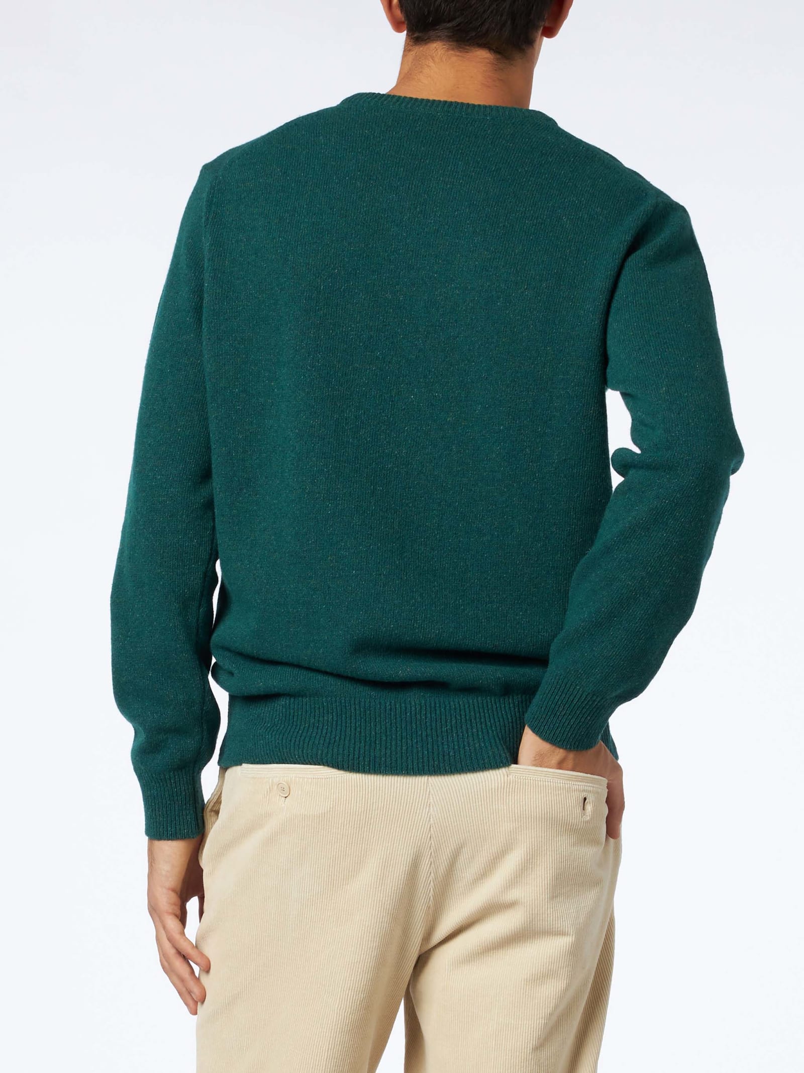 Shop Mc2 Saint Barth Man Crewneck Donegal Sweater With Country Dog Jacquard Print In Green