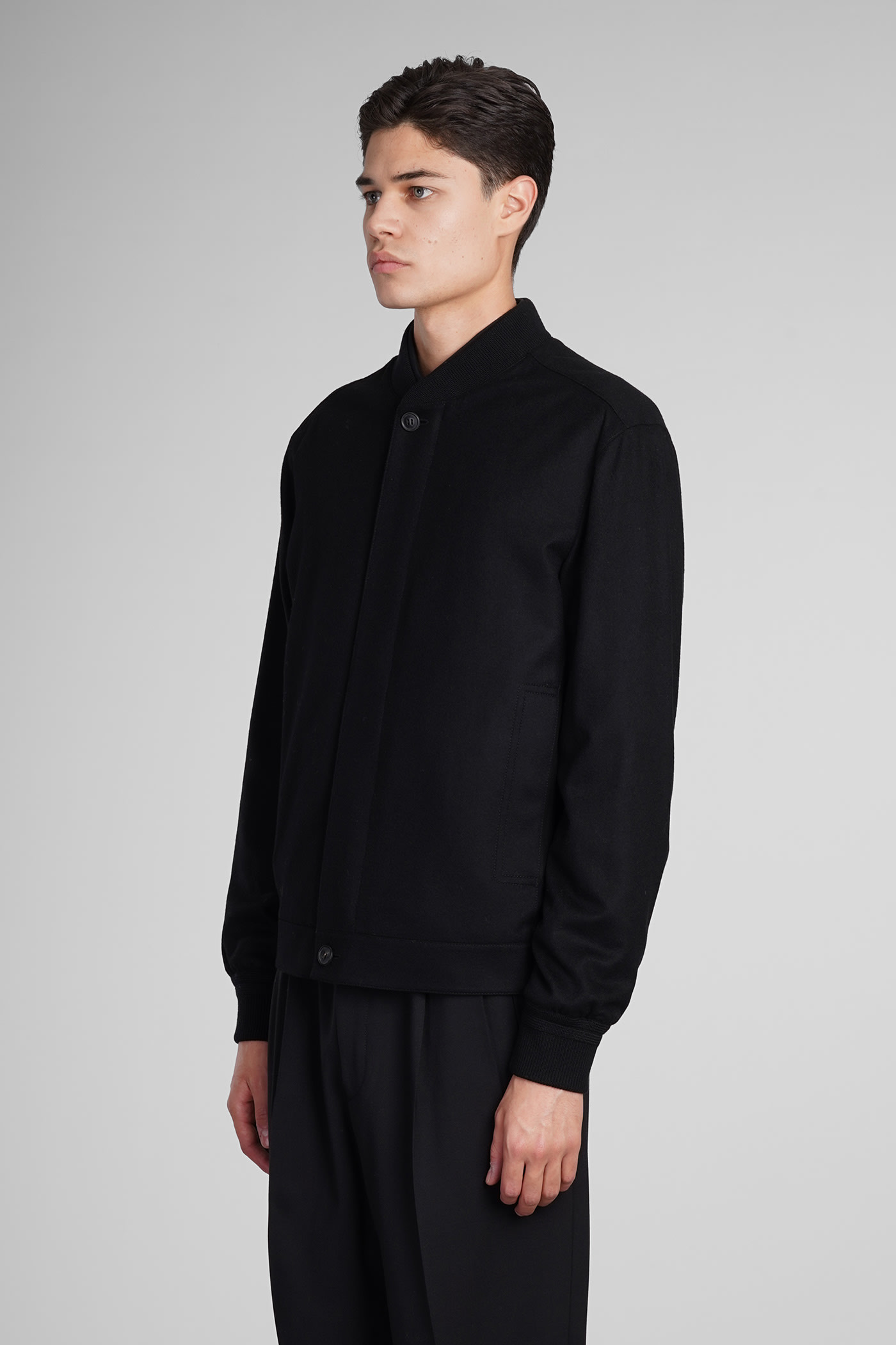 Shop Zegna Oasi Blouson Casual Jacket In Black Cashmere