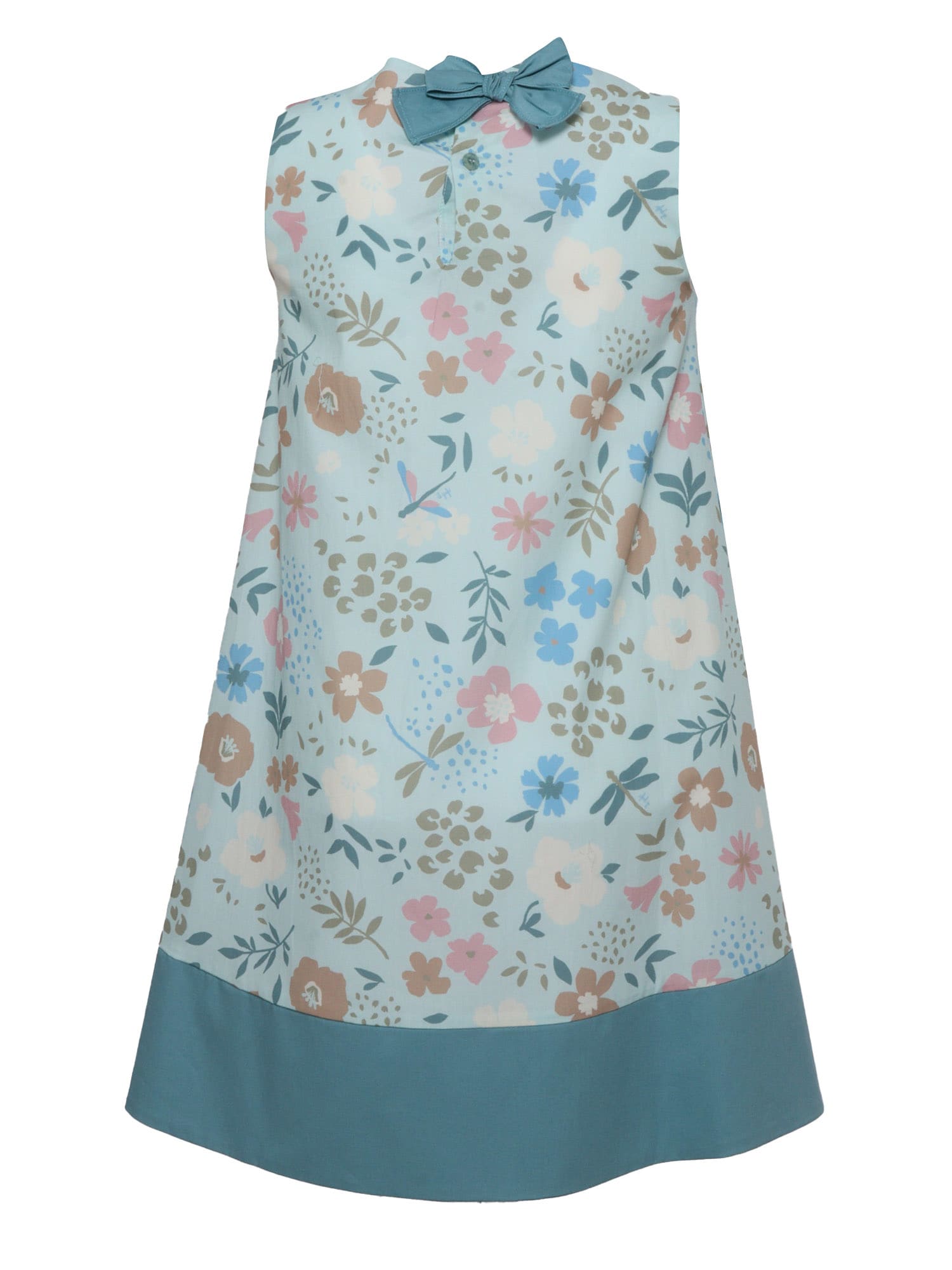 Shop Il Gufo Floral Sleeveless Dress In Light Blue