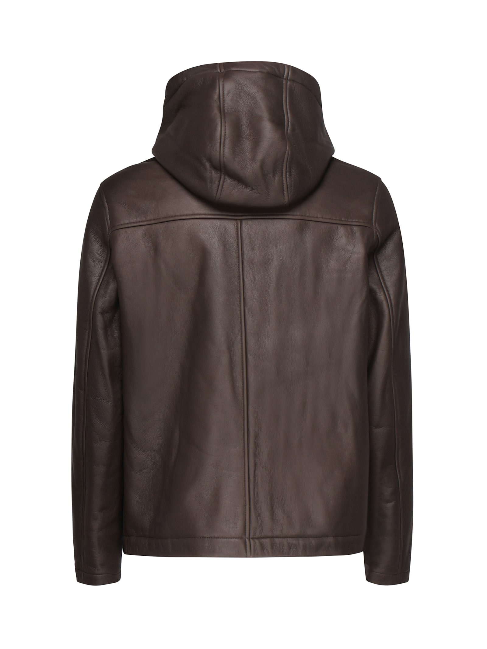 Shop Yves Salomon Leather Jacket With Hood In Alpes