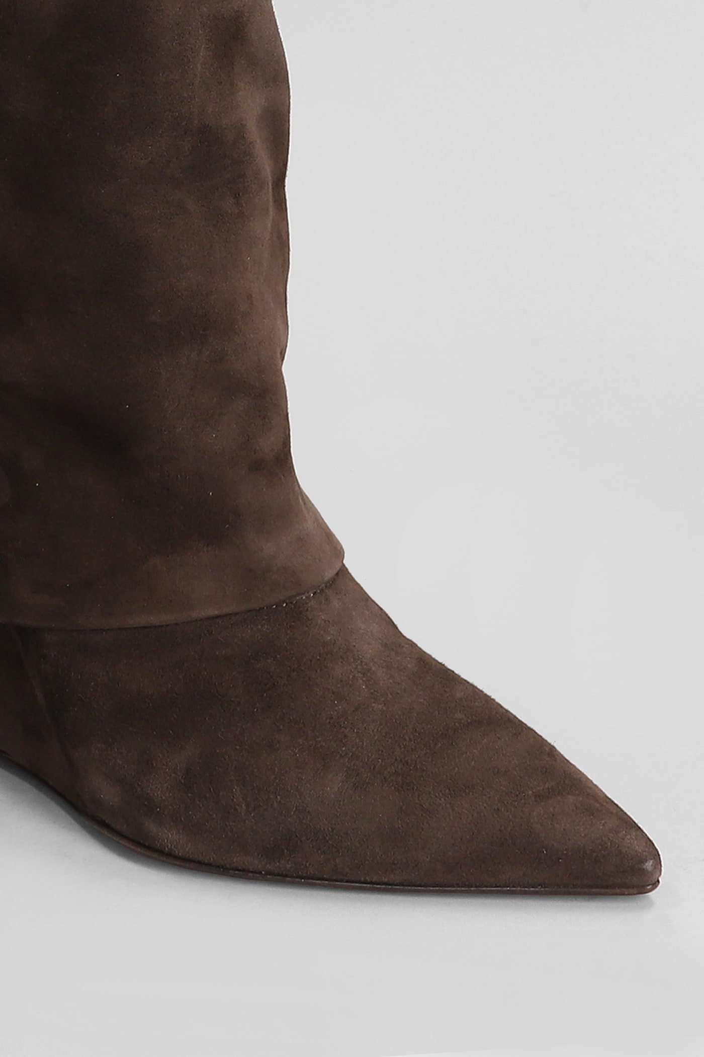 Shop The Seller High Heels Boots In Dark Brown Suede