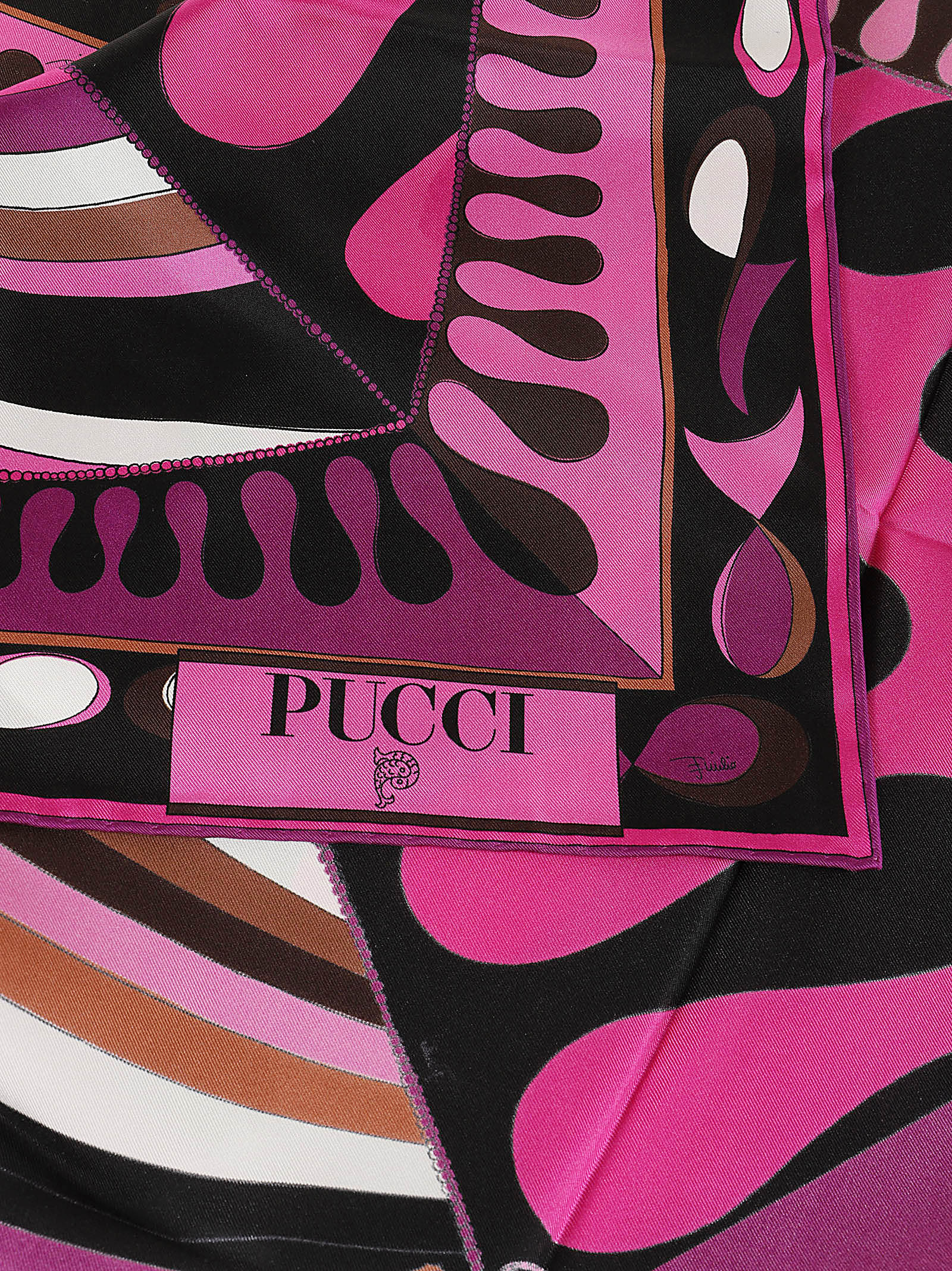 Shop Pucci Foulard 90x90 - Silk Twill In Fuxia Marrone