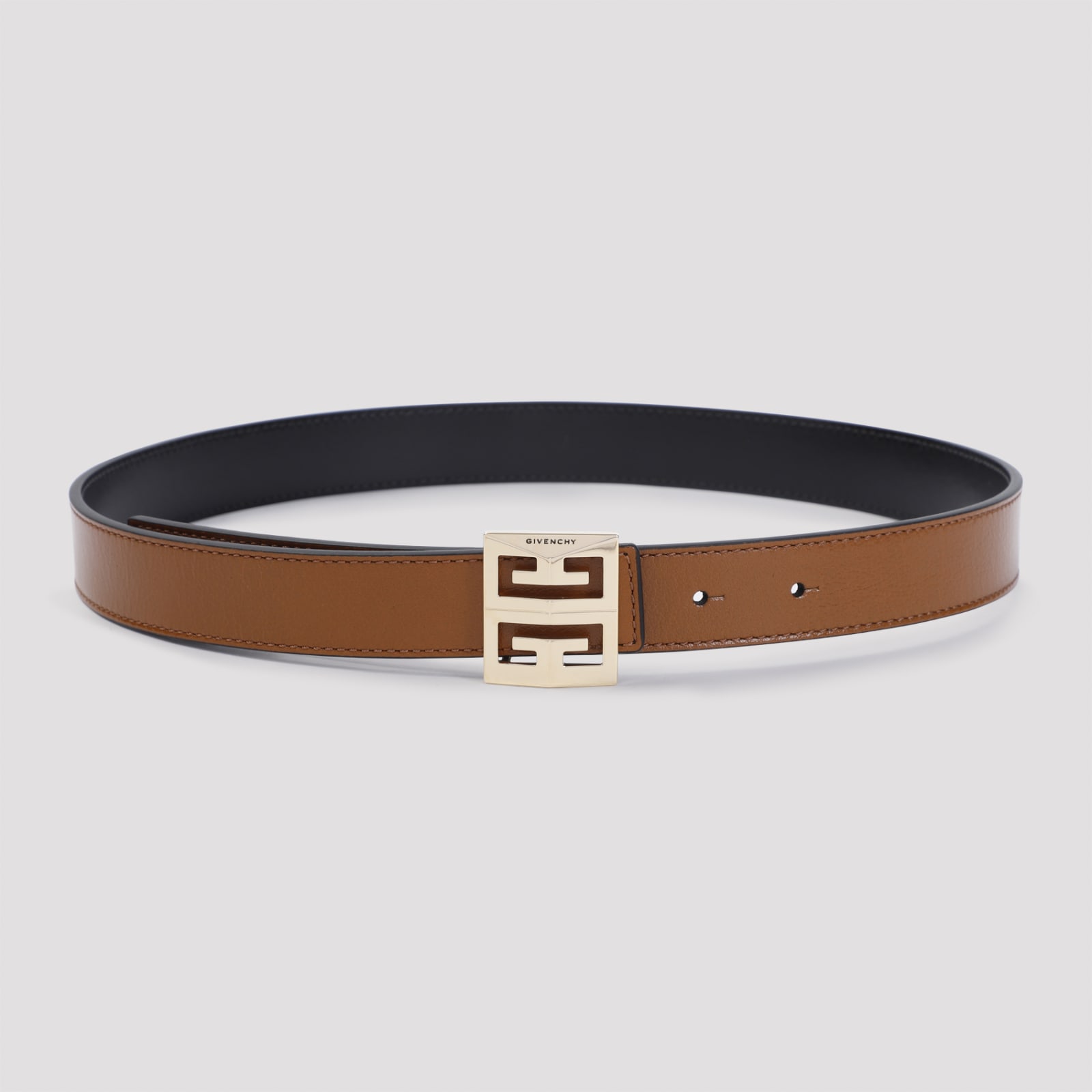 Shop Givenchy Classic Belts In Soft Tan