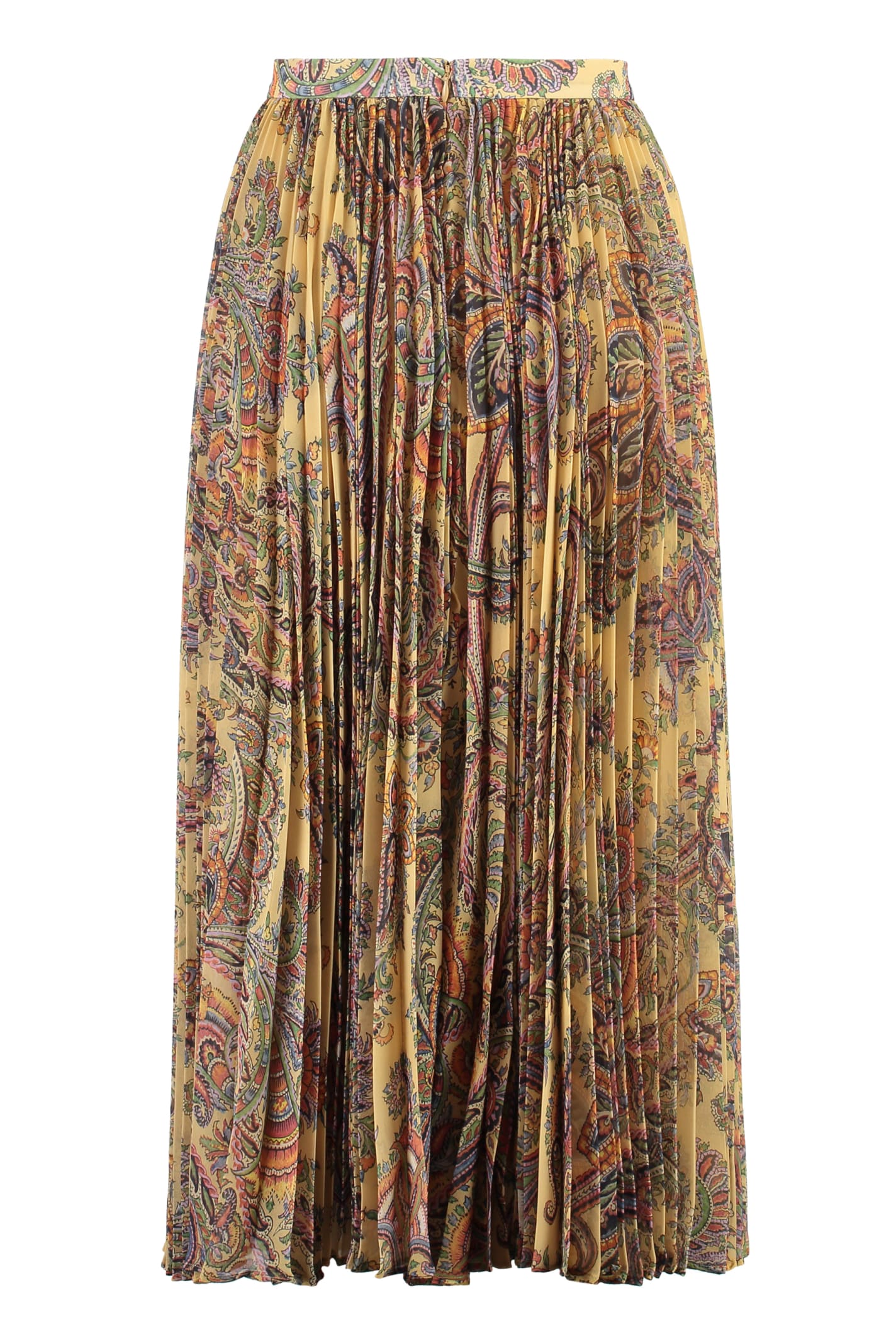 Shop Etro Printed Pleated Skirt