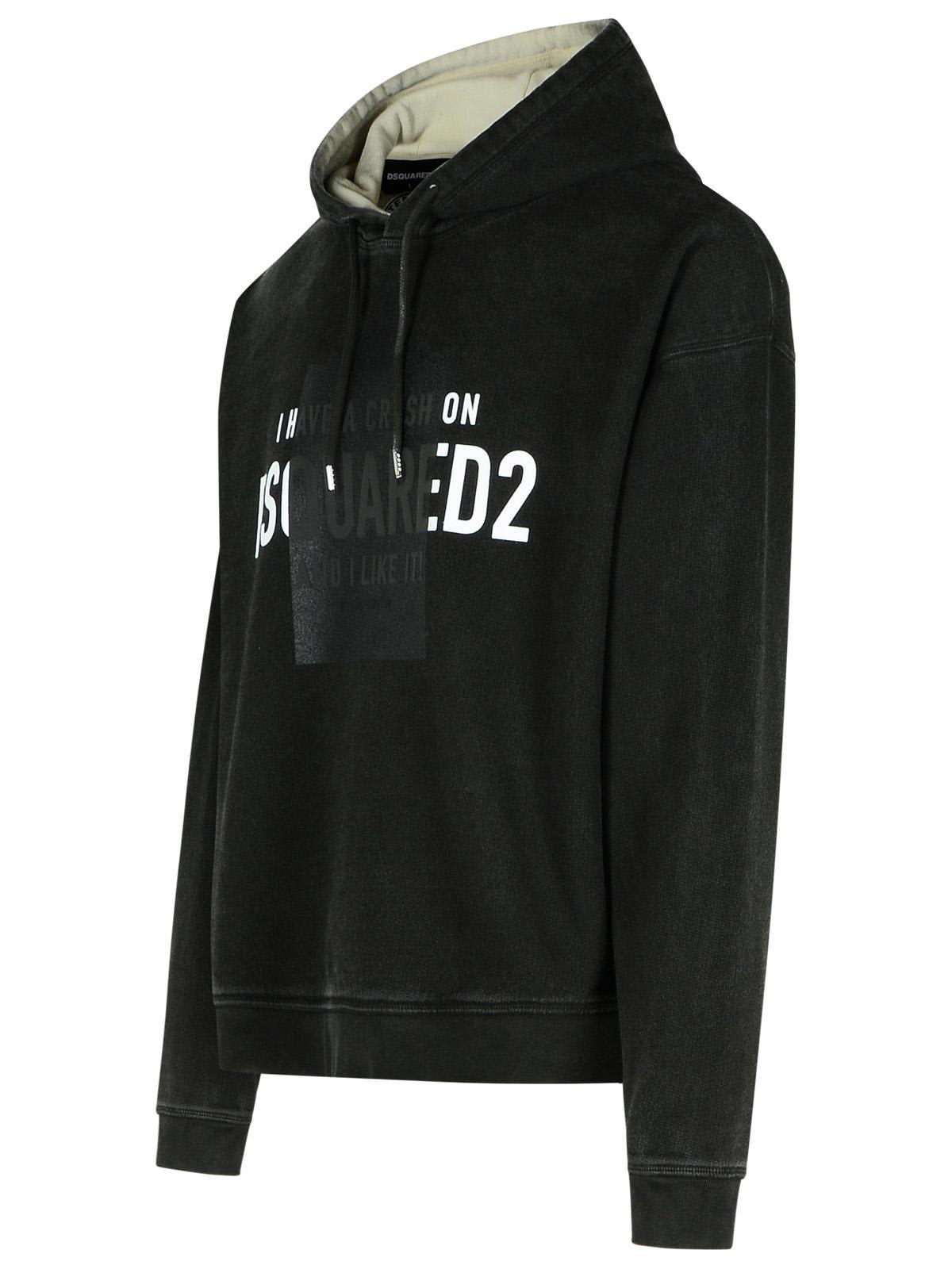 Shop Dsquared2 Logo Printed Drawstring Hoodie In Black
